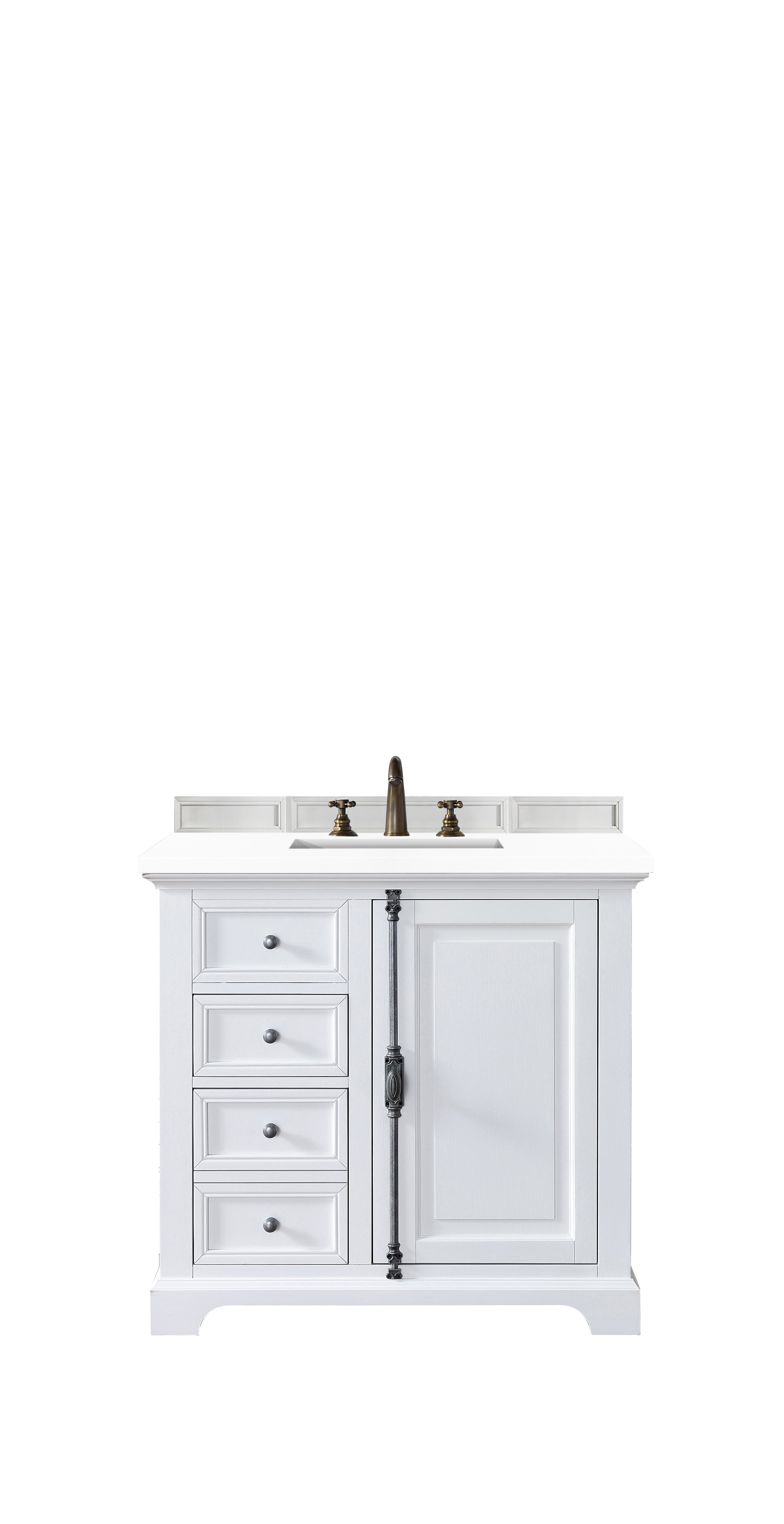 Providence 36 Inch Single Vanity Cabinet with 3CM Classic White Quartz Top - Bright White Bathroom Vanity for Modern & Traditional Homes | Perfect for Master Bath, Guest Bath & Powder Rooms