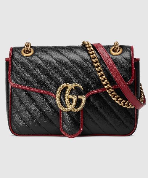 Gucci GG Marmont Matelassé Mini Bag in Black & Cerise - Luxury Crossbody Purse for Women, Perfect for Date Night & Evening Events