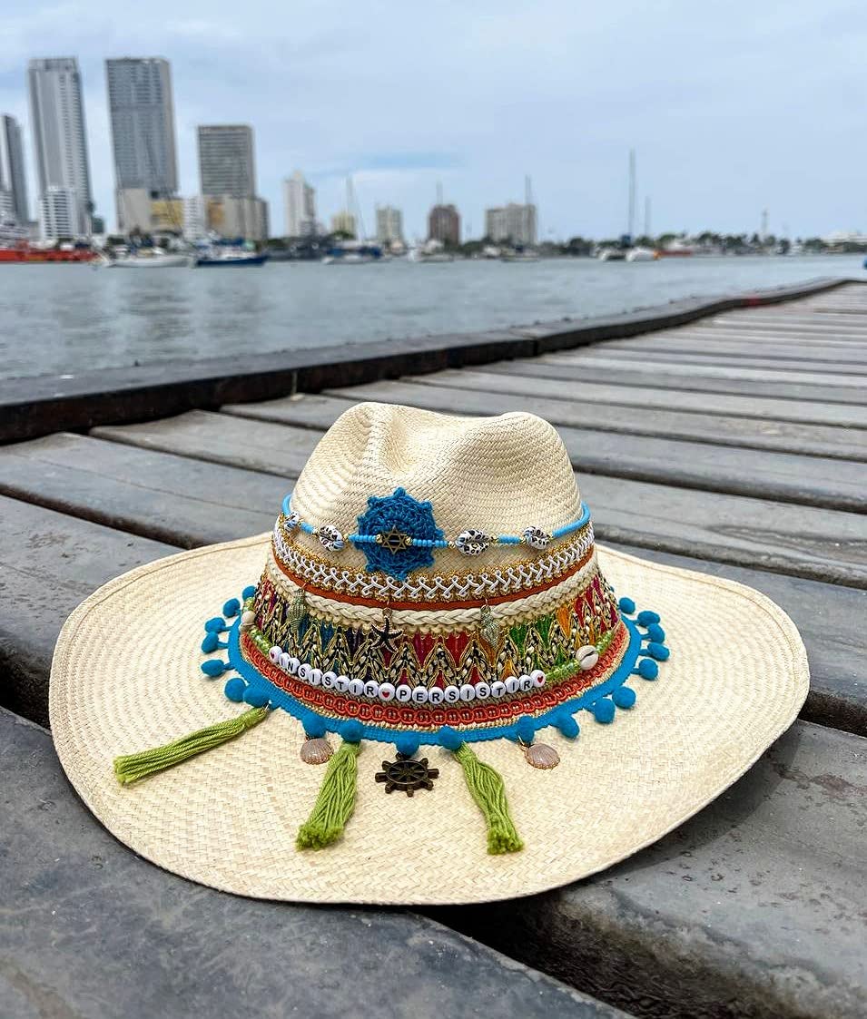 Stylish Beige Woven Straw Hat - Breathable Colombian Beach Hat for Women & Men | Perfect for Sun Protection, Vacations, and Summer Outfits