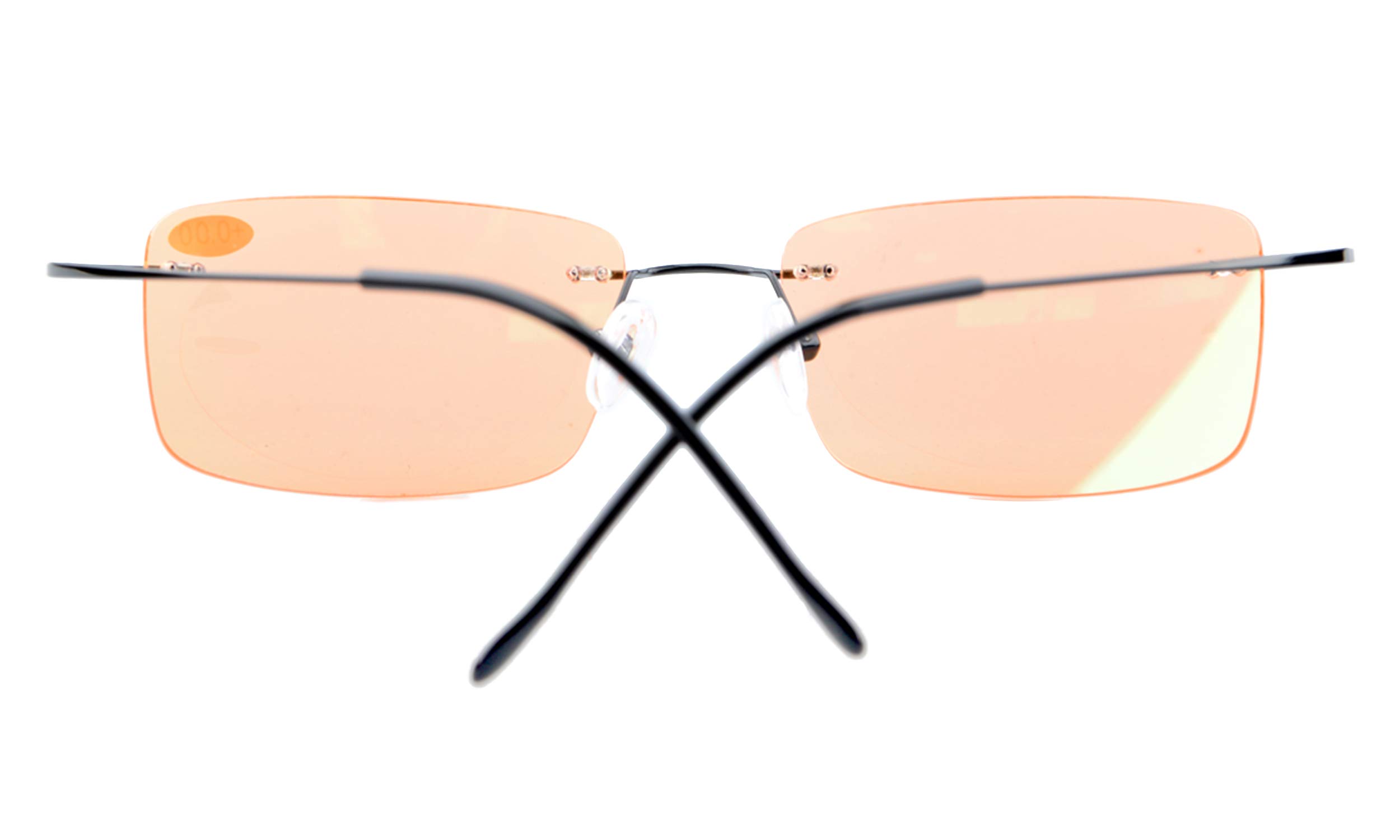 CessBlu Blue Light Blocking Glasses for Men - Titanium Rimless Computer Glasses with UV Protection - Reduce Eye Strain for Gaming, Reading & Office Work