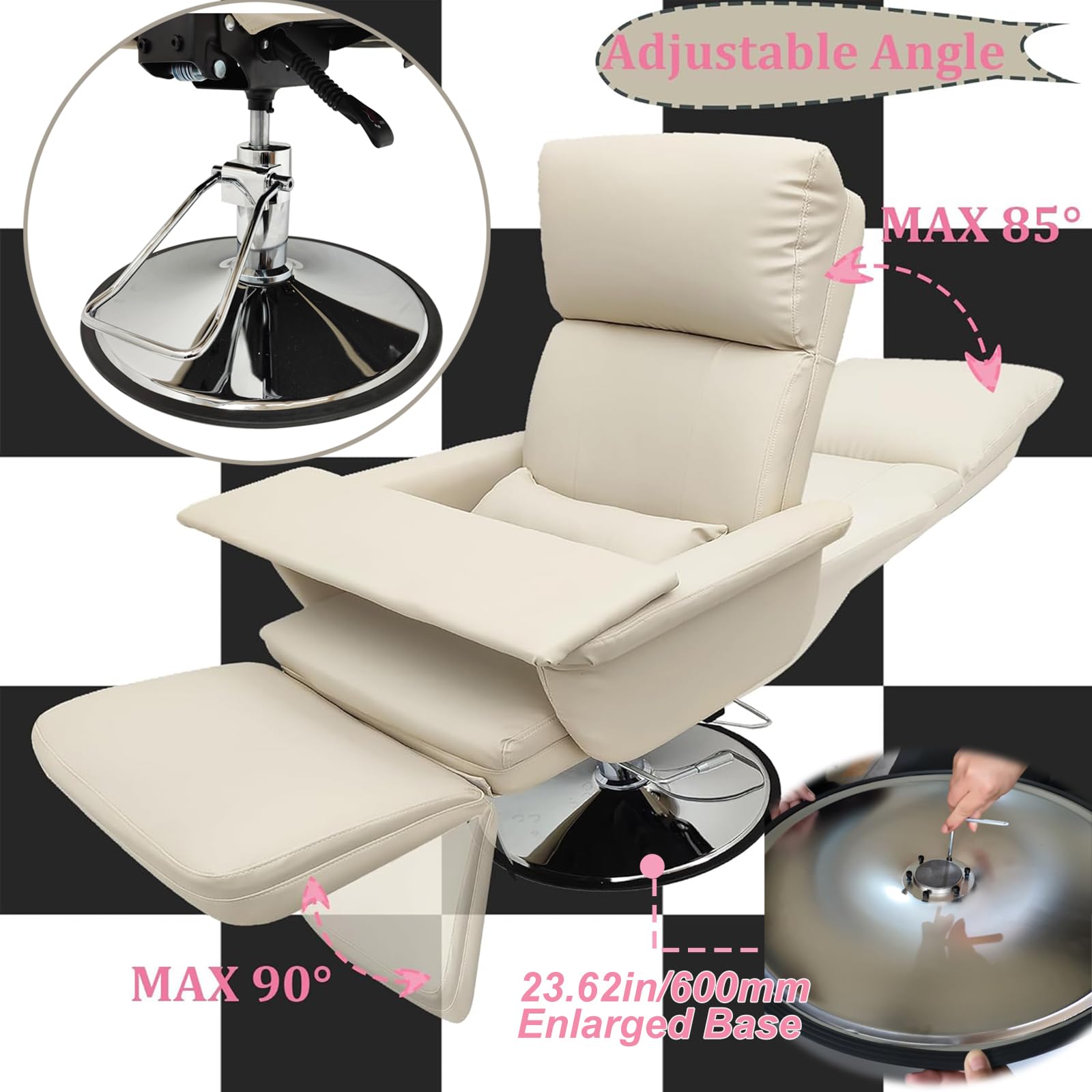 **INTSUPERMAI Hydraulic Facial Beauty & Tattoo Reclining Salon Chair - 360° Swivel, Lockable, 440lbs Weight Capacity - Perfect for Spa, Massage, and Tattoo Studios (Black)**