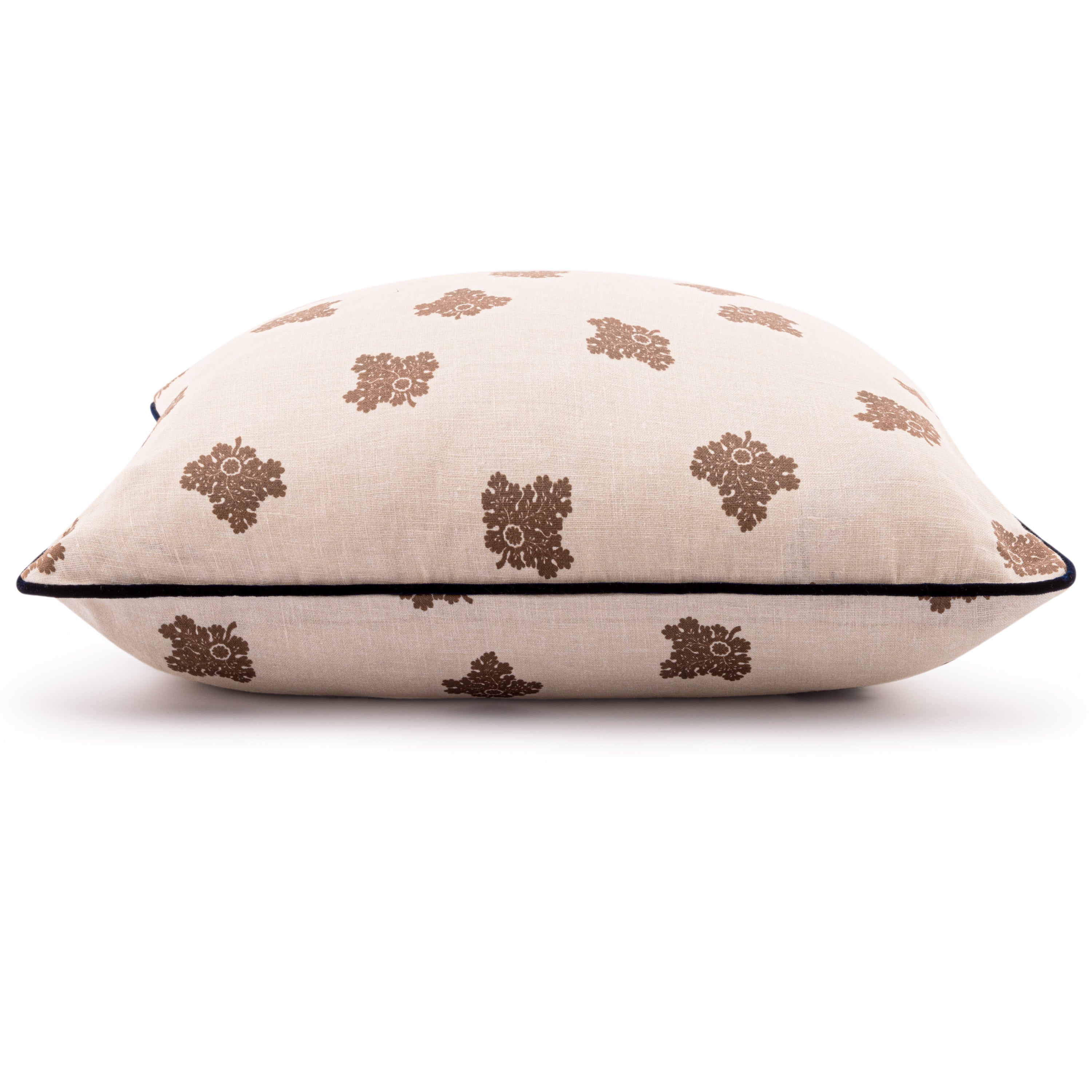 D'Arbres Walnut Linen Velvet Piped Cushion Cover - 50x50cm Square Decorative Pillow Case for Sofa, Bed & Home Decor