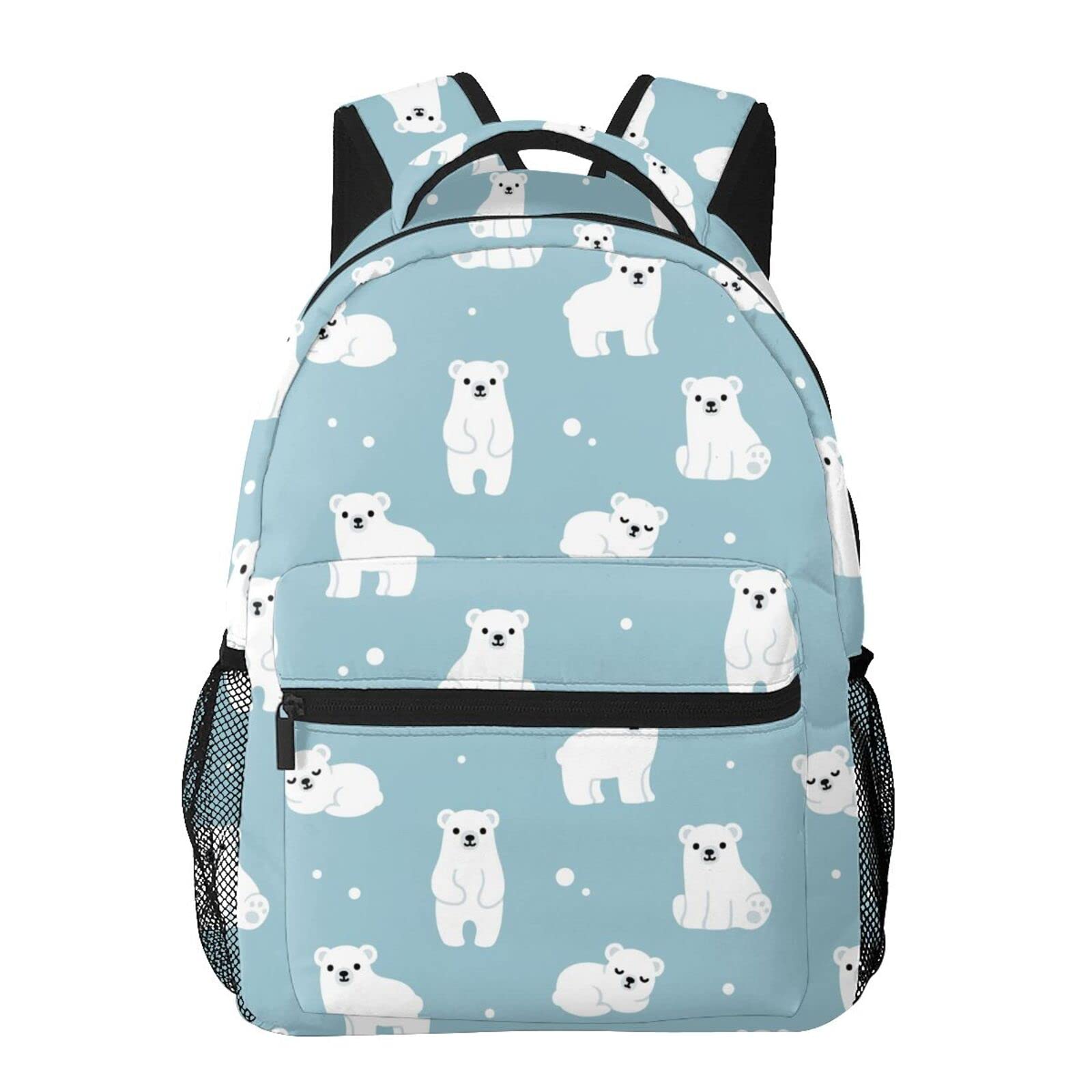 Stylish 16 Inch Polar Bear Backpack for School, Travel & Outdoor Sports - Lightweight & Durable Daypack for Kids & Teens