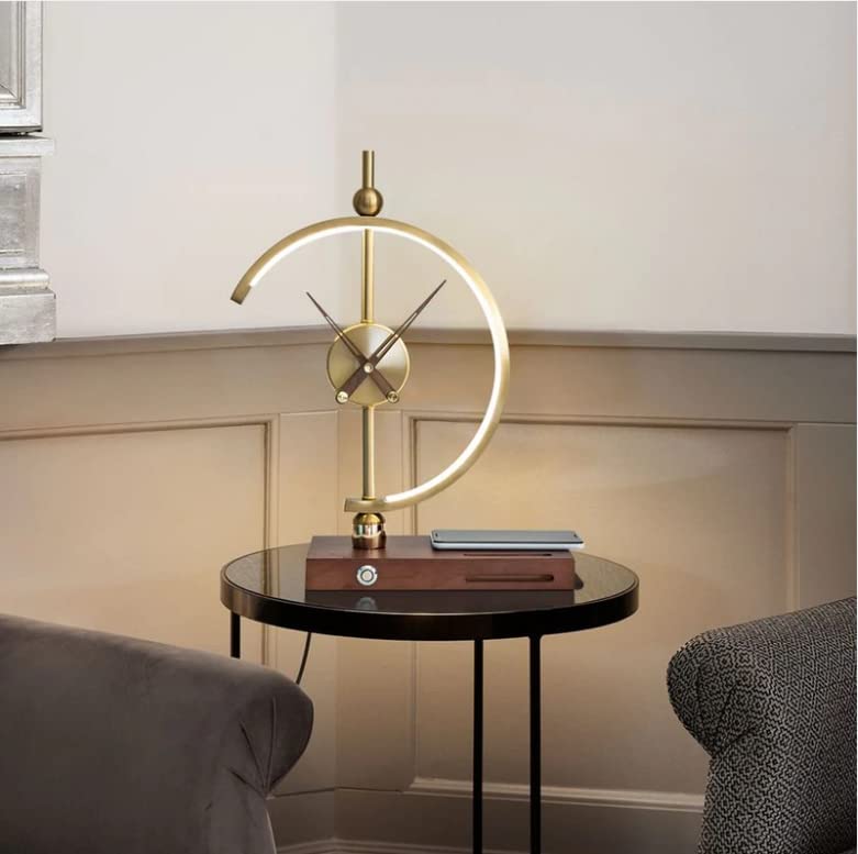 Modern Nogy Desk Lamp with Wireless Charger & Built-in Clock - Dimmable LED Office Desk Light, Art Deco Style for Home & Workspace - Perfect for Reading, Working, and Nightstand Use