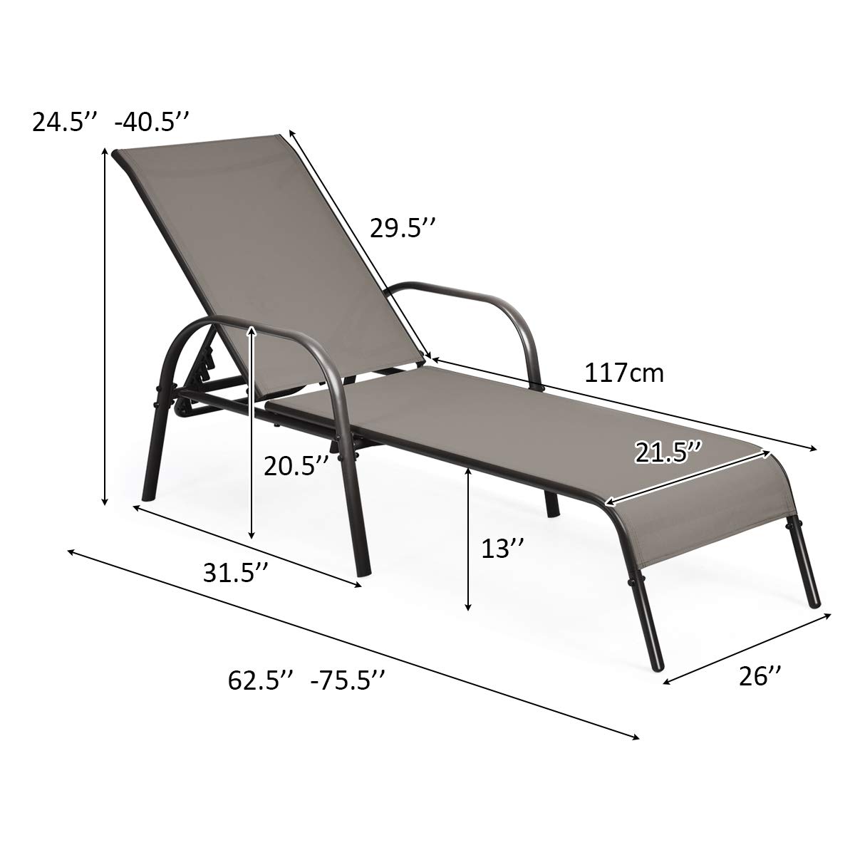 Tangkula 2-Pack Outdoor Lounge Chairs - Adjustable Reclining Patio Chaise Lounge with Heavy Duty Steel Frame - Perfect for Poolside, Beach, Backyard & Balcony Relaxation - Durable Outdoor Furniture for Sunbathing & Lounging
