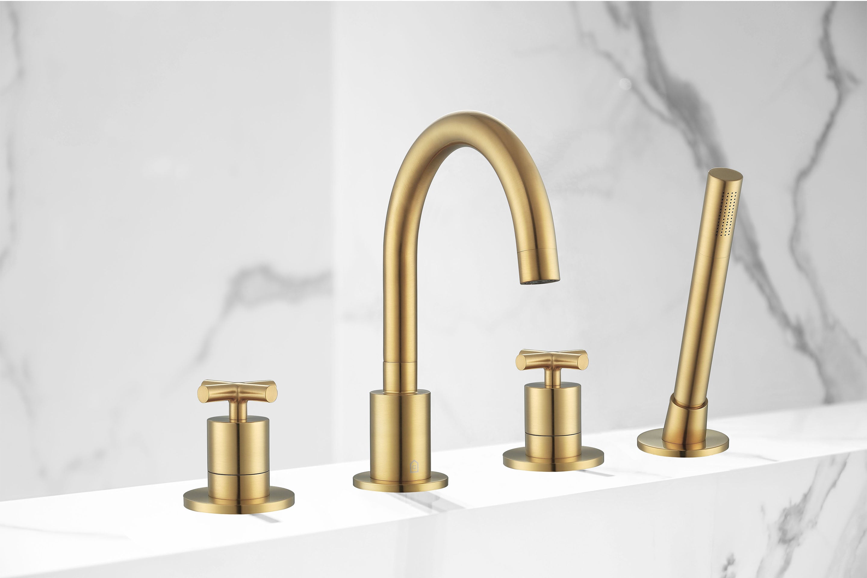 Brushed Titanium Gold Ava Two Handle Roman Tub Faucet for Bathroom - Perfect for Luxury Bathtubs and Spa-Like Relaxation