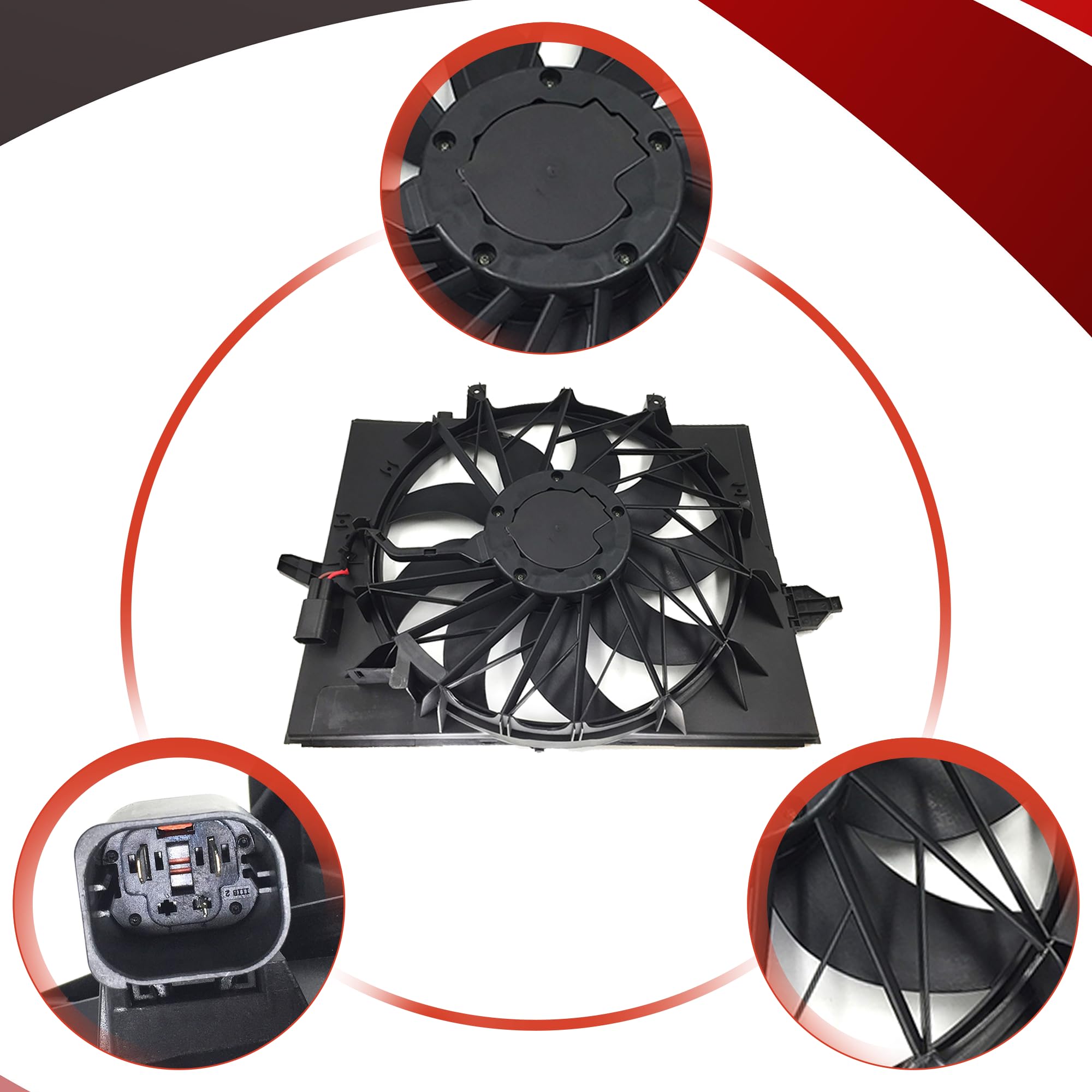 PartsFlow Radiator Cooling Fan Assembly Compatible with 2004-2009 BMW 525i 528i 530i 750i 750Li 525xi 530xi 545i 645Ci - Direct Replacement for OEM 621-211 - Perfect for Engine Cooling & Overheating Prevention
