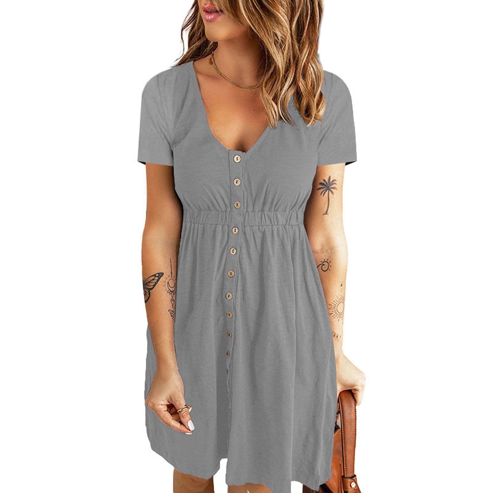 Women's Casual Summer T-Shirt Tank Dresses - Loose Short Sleeve Boho Tunic Sundress for Beach Vacation & Everyday Wear | Perfect for Outdoor Activities, Travel, and Relaxing