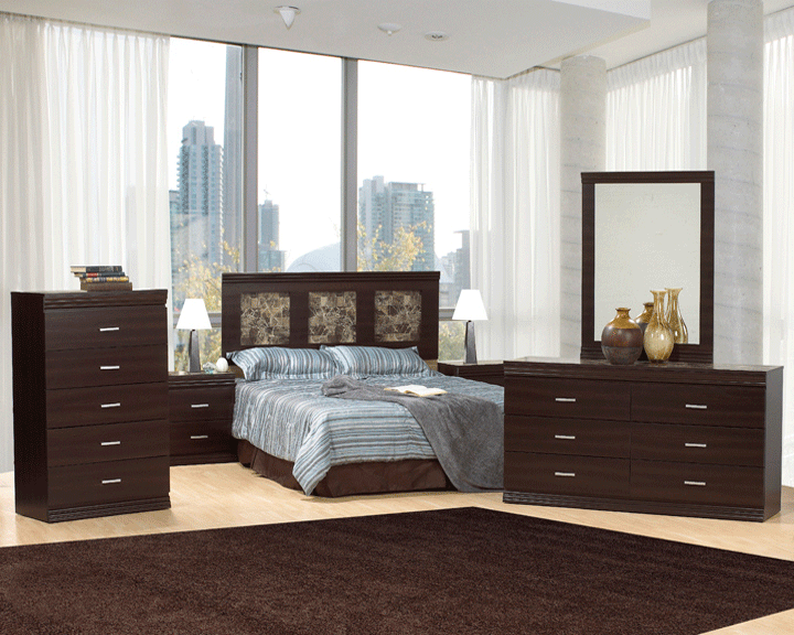 Shadow Oak & Brown Slate Bedroom Set - Queen/King/Full Size - 100% Canadian Made (Model NB128) - Perfect for Master Bedrooms & Guest Rooms