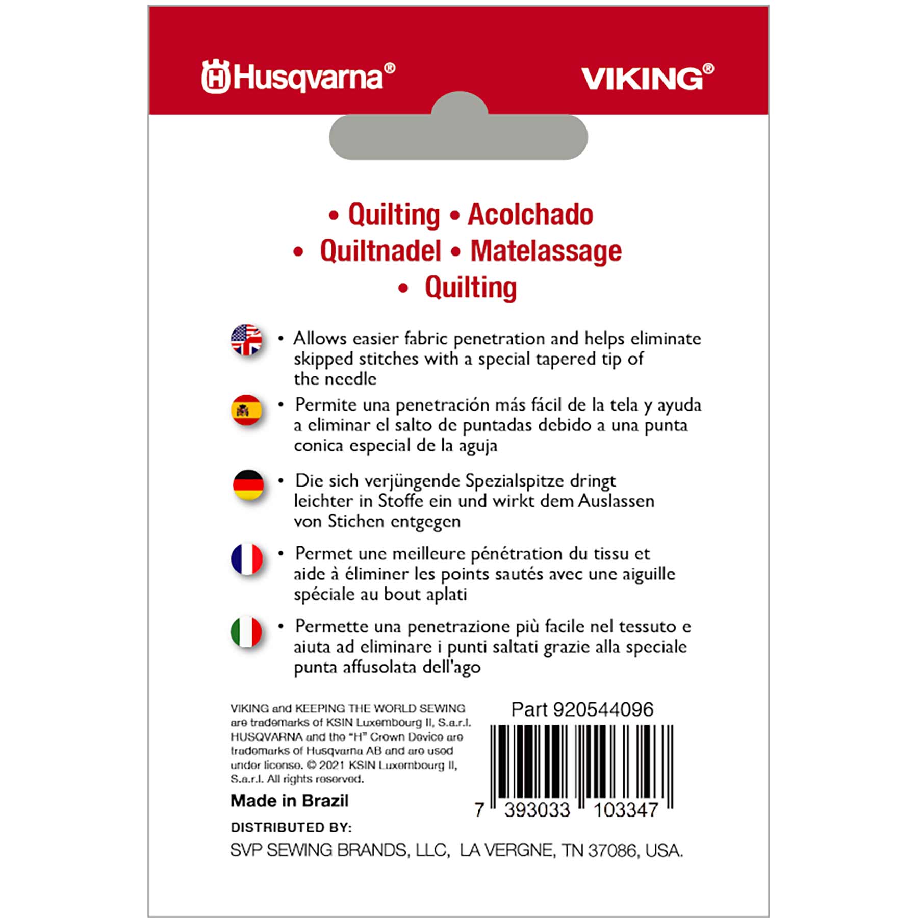 HUSQVARNA VIKING Quilting Needles Assorted Sizes 5 Pack - Premium Sewing Needles for Quilting, Embroidery & Crafting - Perfect for Home Sewing Projects & DIY Fabric Arts