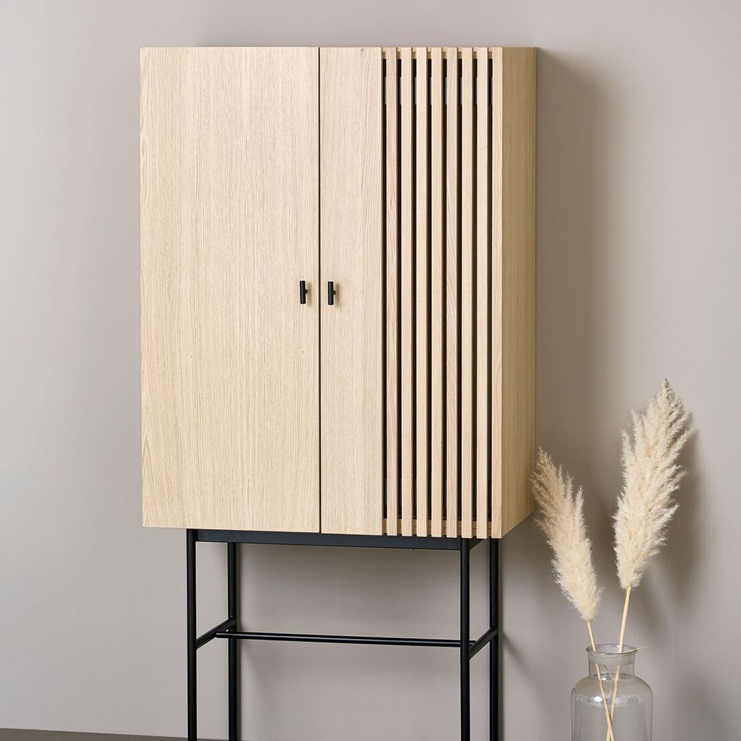 Modern Says Who Array High Sideboard Wood - Stylish Storage Cabinet for Living Room, Dining Room & Entryway