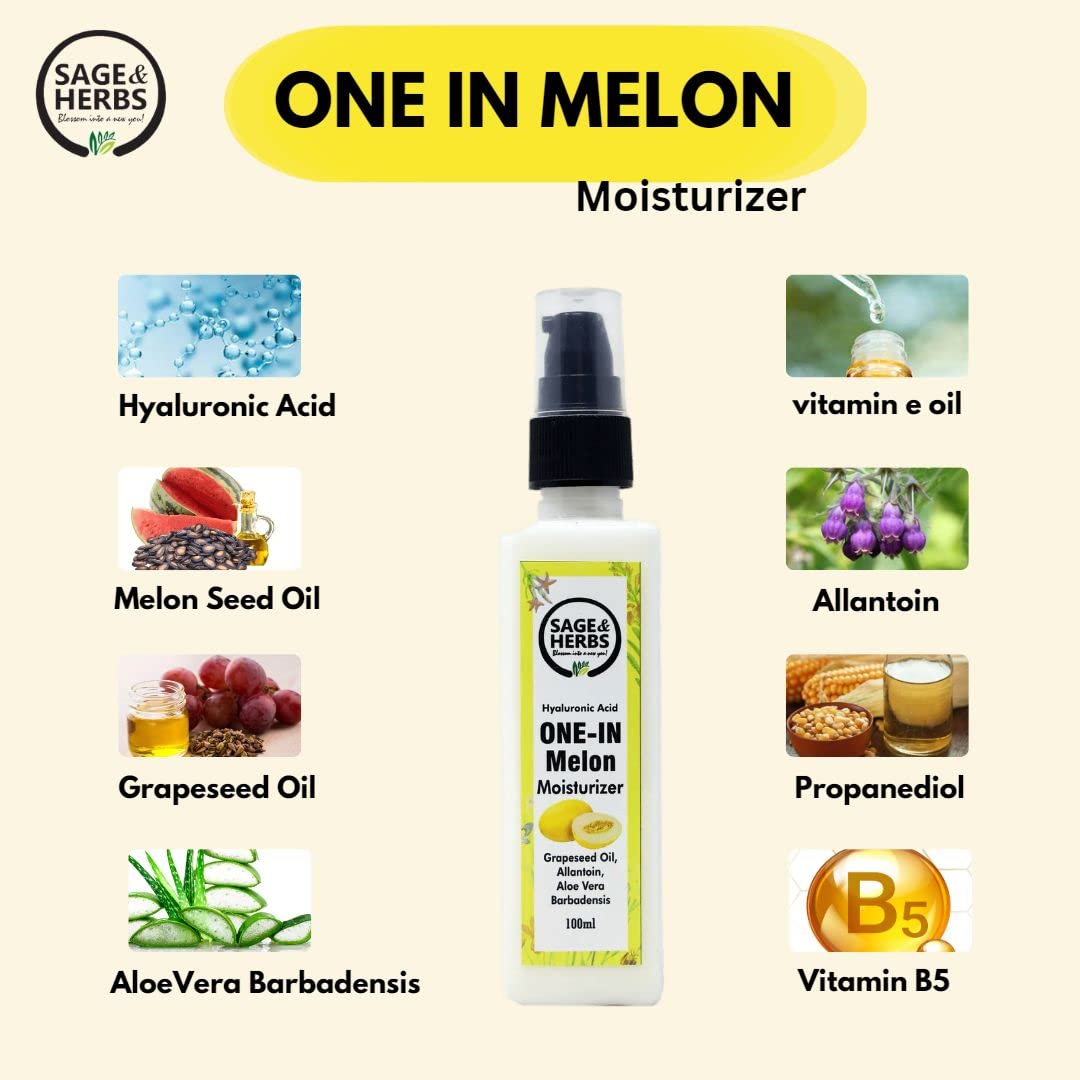 Sage & Herbs Meleon Moisturizing Body Lotion for Women & Men - Hydrating & Nourishing Dry Skin, Promotes Glowing Complexion, 100ml - Perfect for Daily Skincare Routine & Post-Shower Hydration