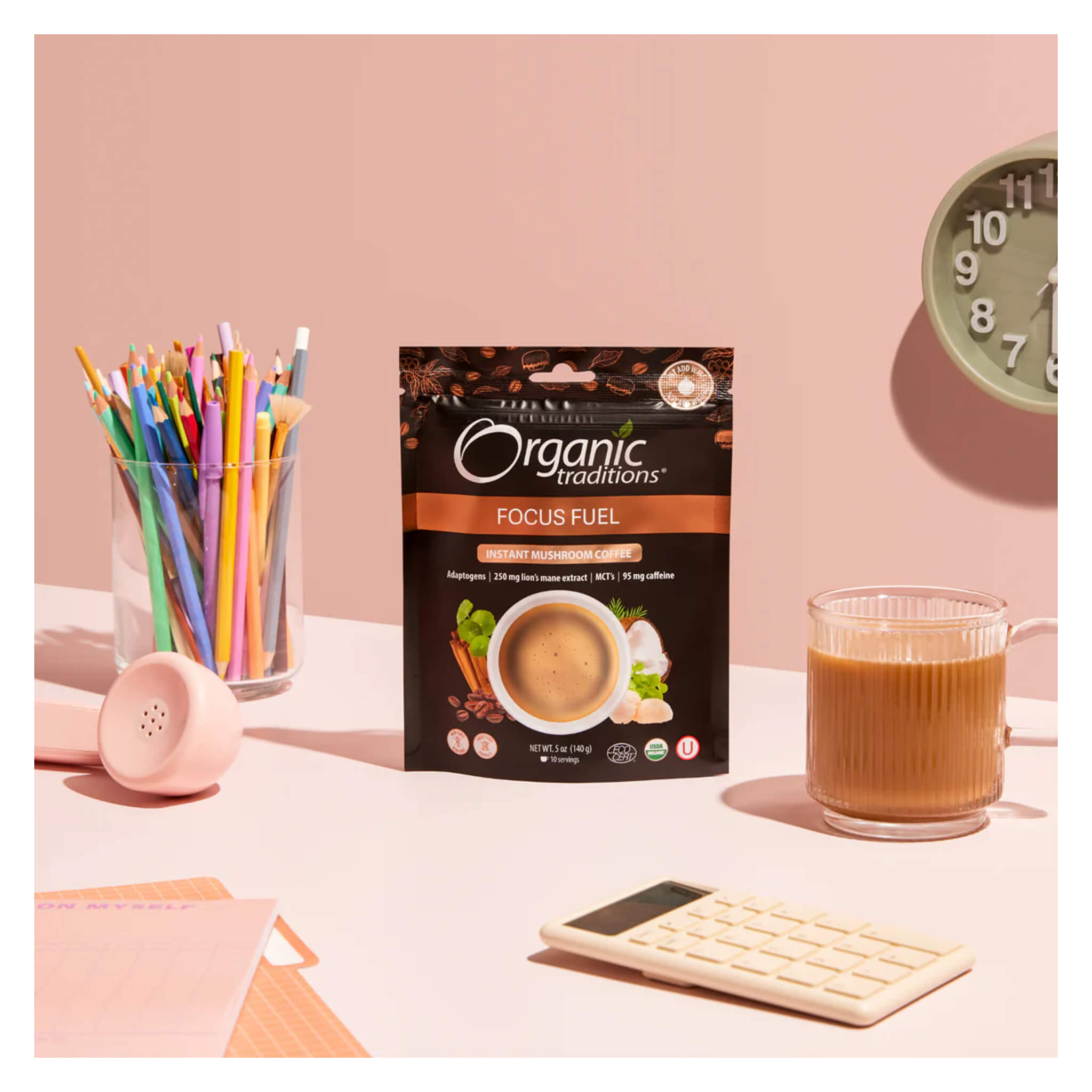 Focus Fuel Instant Mushroom Coffee - Organic Lion's Mane & Chaga Mushroom Blend for Energy & Focus - Perfect for Morning Boost, Work Productivity & Study Sessions