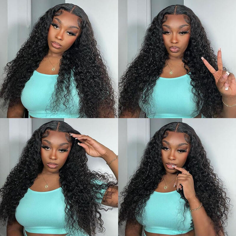 Eullair Glueless Curly Human Hair Wig 6x4 5x5 Lace Closure Wig - Pre Cut Lace, Pre Plucked Hairline, Beginner Friendly, 30s Quick Install - Perfect for Daily Wear, Parties & Cosplay