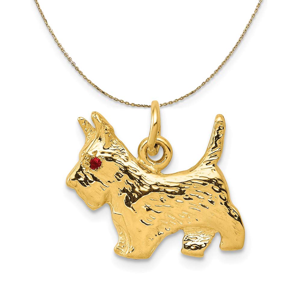 14K Gold Ruby Scottie Necklace - Elegant Black Bow Jewelry for Gifts