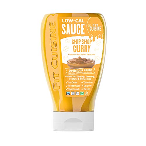 Applied Nutrition Fit Cuisine Low Calorie Sauce - Chip Shop Curry Flavor 425ml | Healthy Condiment for Weight Loss & Meal Prep