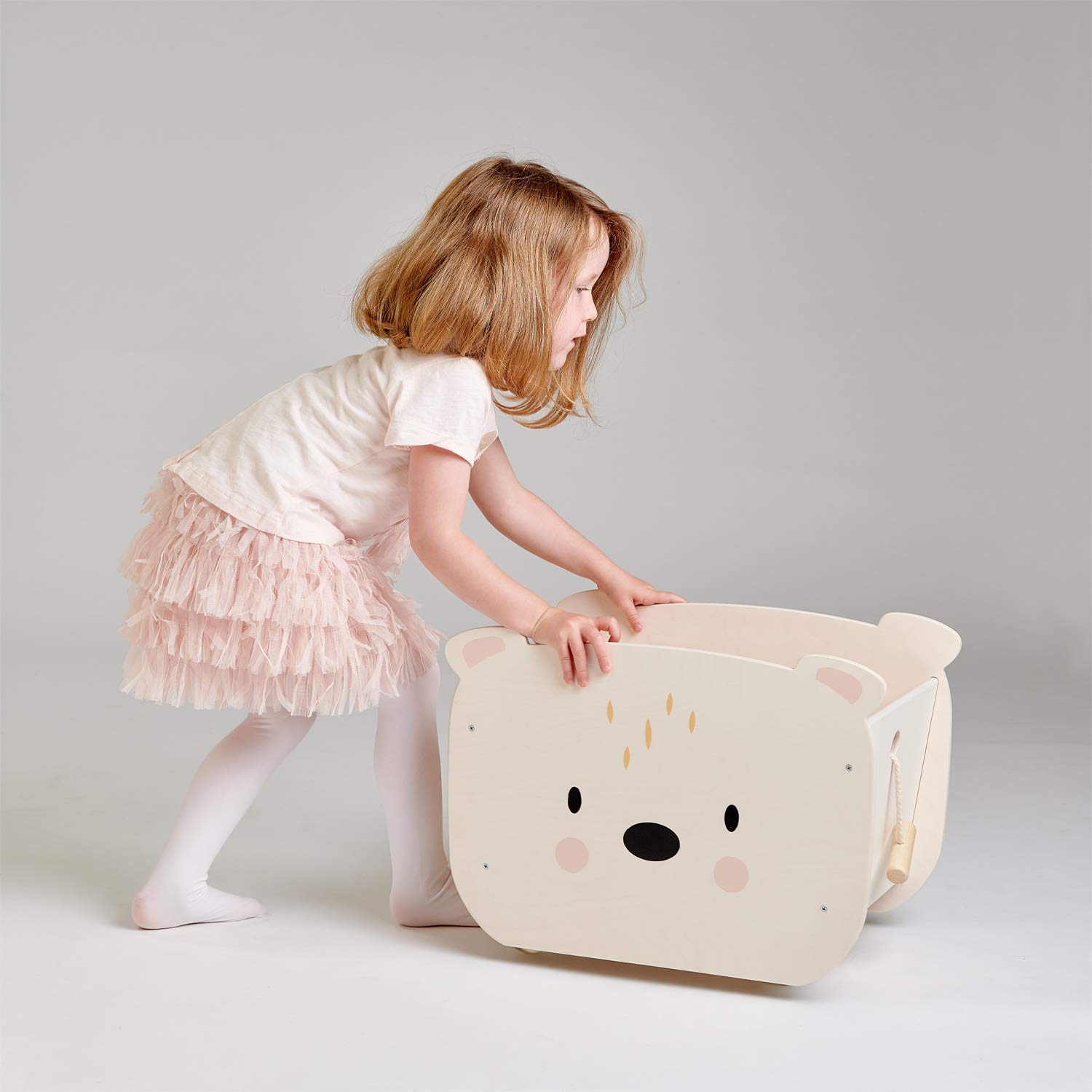 Tender Leaf Toys Wooden Pull Along Bear Cart for Toddlers - Wheels for Moving Play, Toy Storage Box - Best Gift for Kids 3+ Years Old - Perfect for Indoor Playrooms, Preschool Learning & Travel Toys