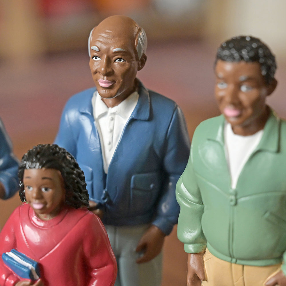 African American Pretend Play Vinyl Family Figurines - 8 Piece Set for Kids | Diverse Family Role Play Toys for Preschool Learning & Social Development | Perfect for Classroom, Daycare & Home Playtime