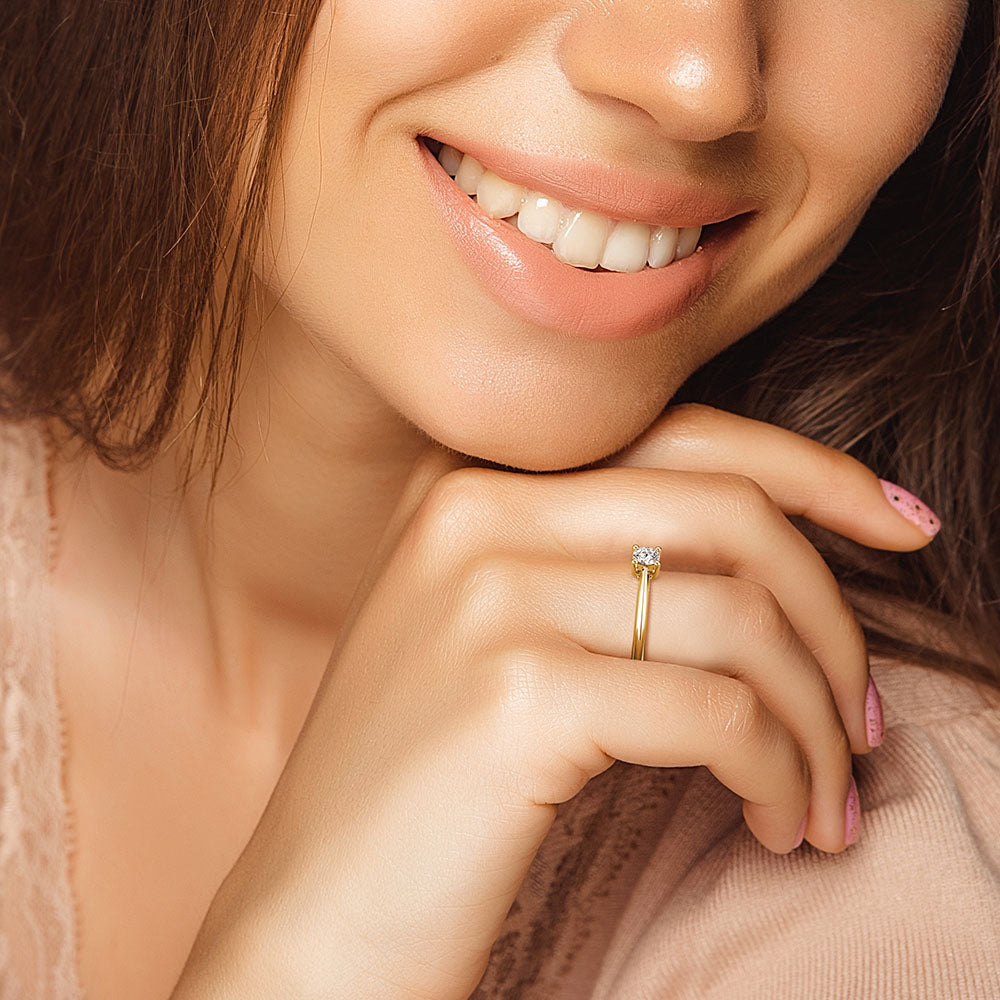 Lab Grown Diamond Solitaire Promise Ring - Round Brilliant Cut with Knife Edge Band | Perfect for Engagements, Anniversaries & Special Occasions