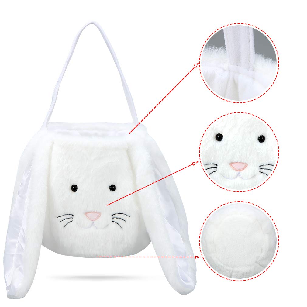 Personalized Plush Easter Bunny Basket with Long Ears - Easter Egg Hunting Tote Bag for Candy & Decorations - Perfect for Easter Gifts, Party Favors & Spring Celebrations