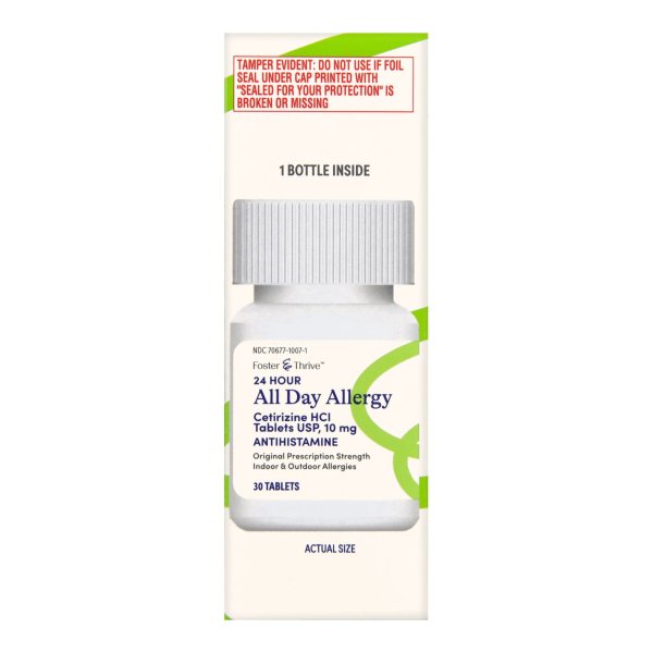 Foster & Thrive Cetirizine Allergy Relief Tablets 10mg - 30 Count | Fast-Acting Antihistamine for Seasonal Allergies, Hay Fever & Itchy Eyes | Indoor & Outdoor Allergy Relief