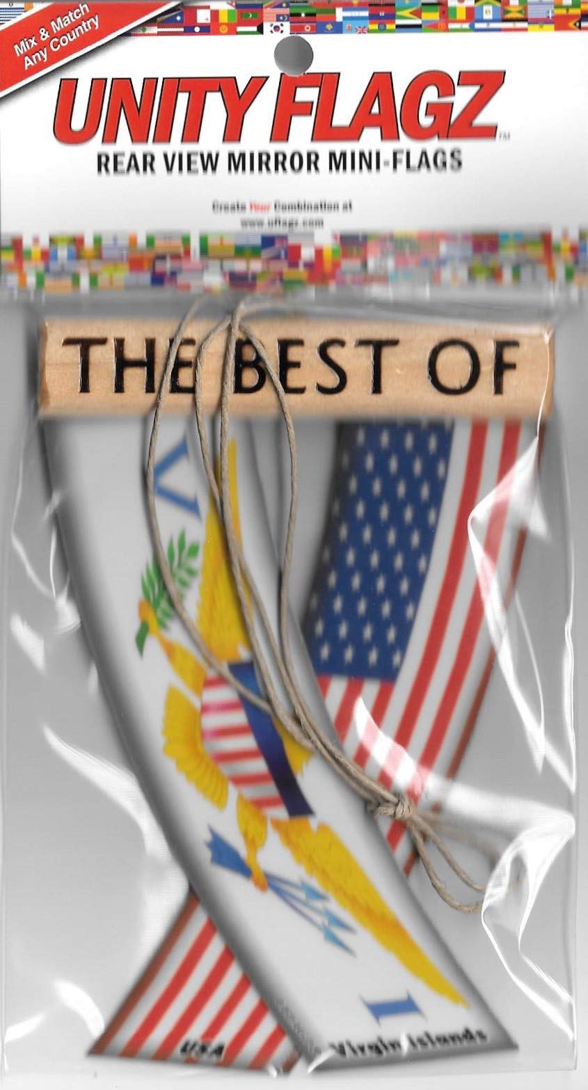 VI & USA American ST Thomas Caribbean Car Rearview Mirror Mini Banner Hanging Flags - Unity Flagz™ for Road Trips & Island Vibes