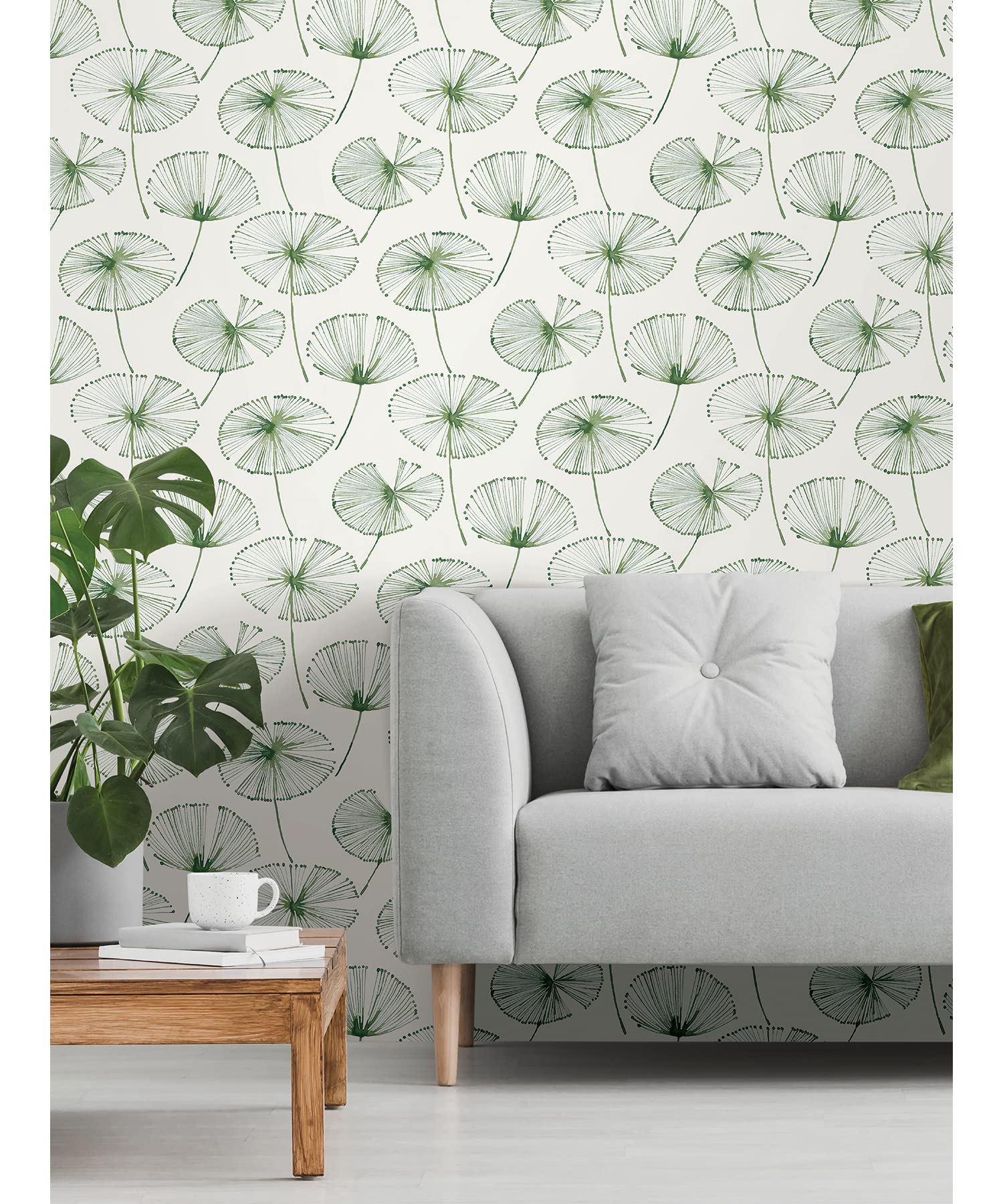 NuWallpaper Sage Aya Peel & Stick Wallpaper - Self-Adhesive Removable Wallpaper for Bedroom, Living Room, Kitchen - Easy DIY Home Decor Upgrade