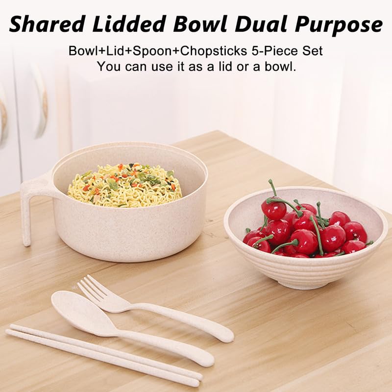 Microwave Safe Ramen Noodle Bowl with Lid & Chopsticks - Portable Instant Noodle Cooker for Dorm, Home & Office - BPA-Free Blue Soup Bowl for Quick Meals, Camping & Travel