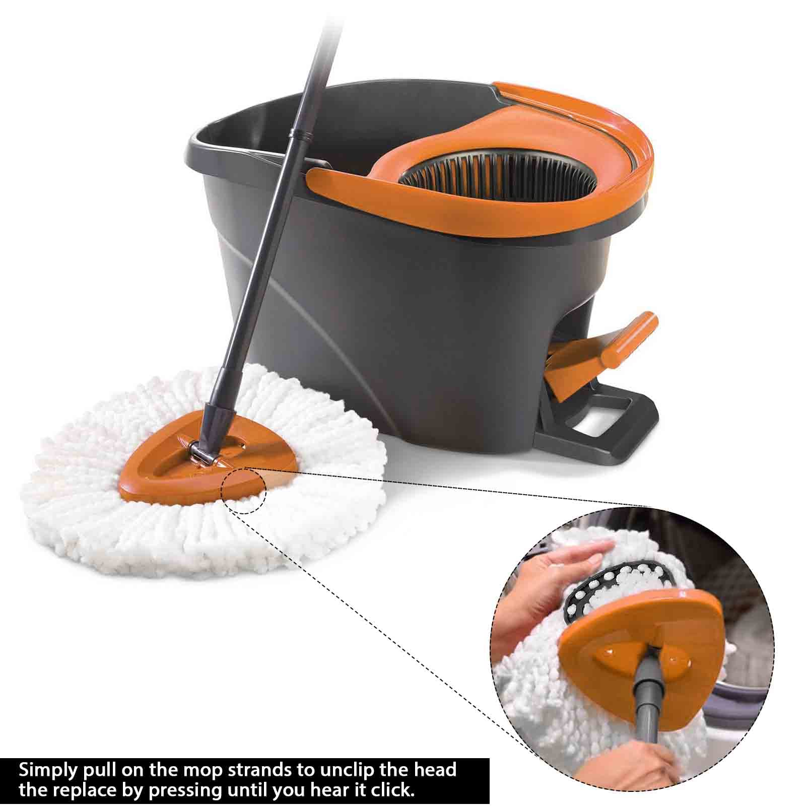 10-Pack Spin Mop Replacement Heads - 100% Microfiber Refills for Triangle Spin Mops - Easy Wring Floor Cleaning Pads - White - Perfect for Hardwood, Tile & Laminate Floors