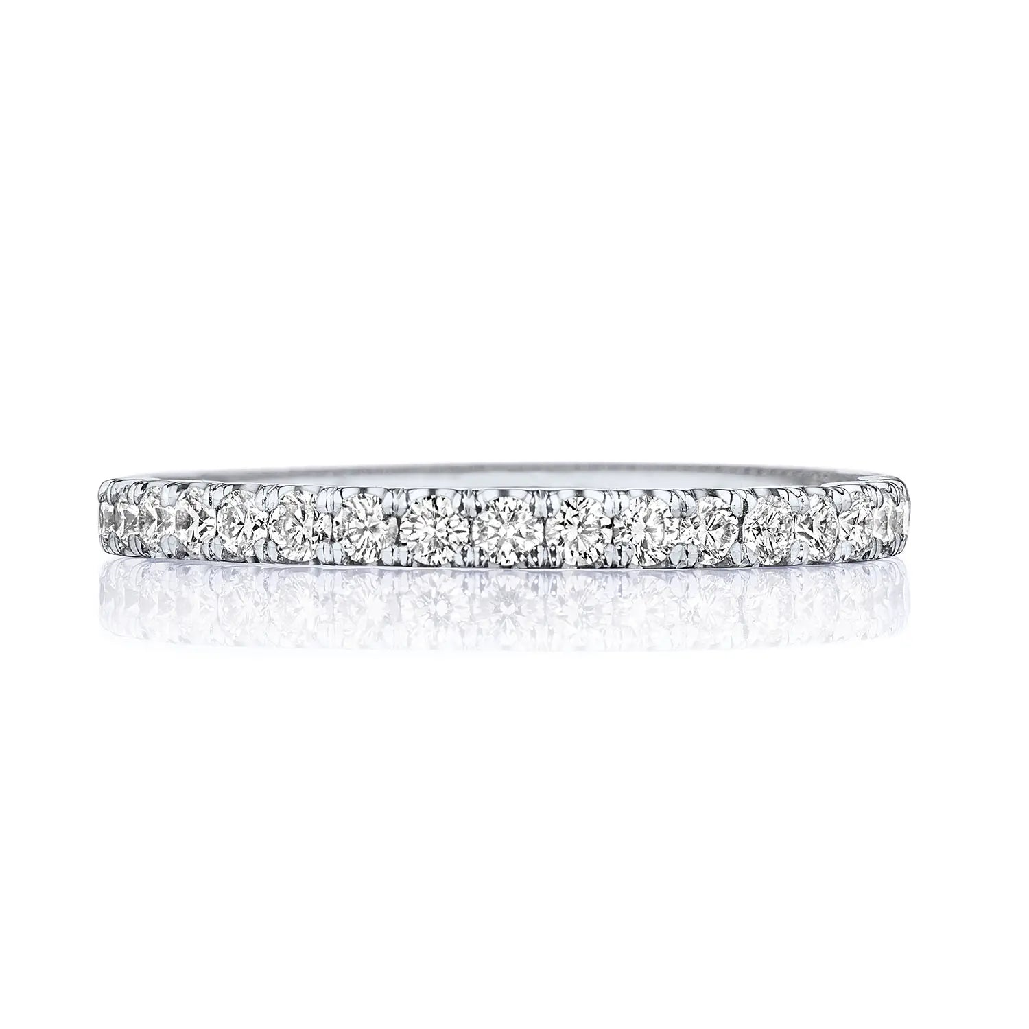 18W TAC Wedding Band Shared Prong Ring - 0.35ct Round GVS Diamonds | Elegant Engagement Ring & Anniversary Gift for Women