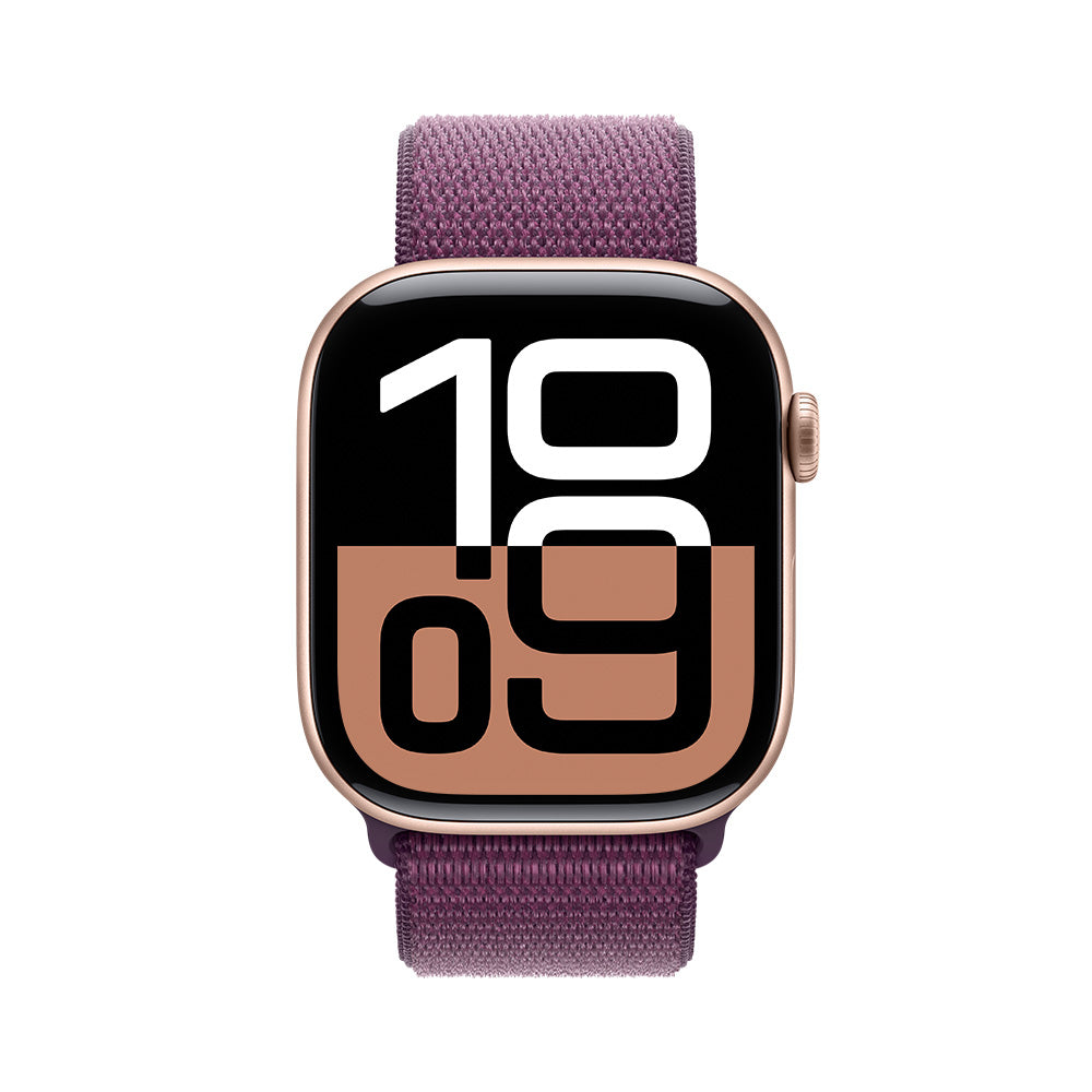 Apple Watch Series 10 GPS 46mm - Rose Gold Aluminum Case with Plum Sport Loop Band - Perfect for Fitness Tracking & Everyday Wear