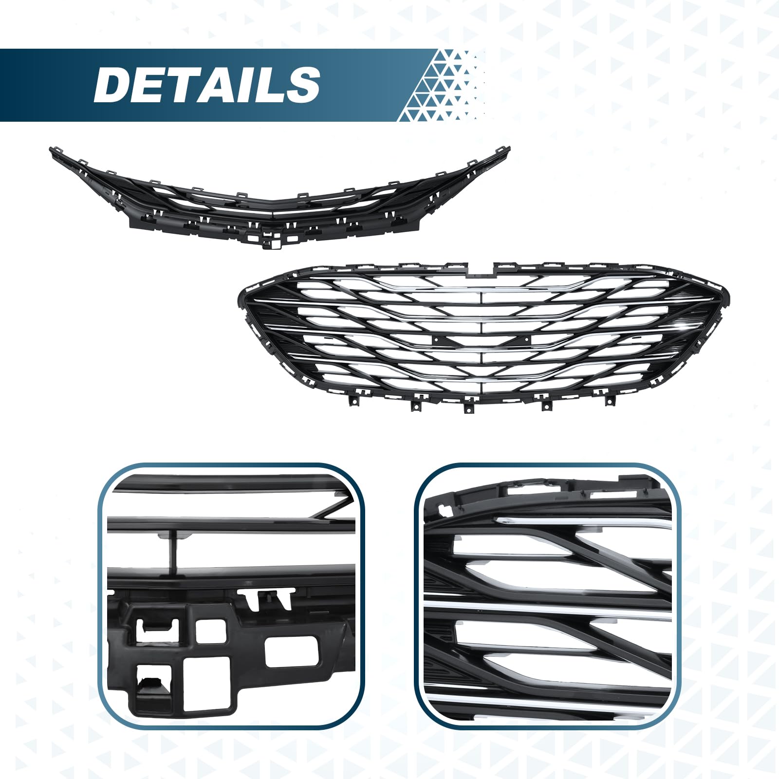 PENSUN Front Bumper Cover with Grill Grille Trim Replacement for Chevy Chevrolet Malibu 2019-2022 (Without Fog Lights) - Perfect for Car Accidents, DIY Auto Repair & Vehicle Restoration Projects