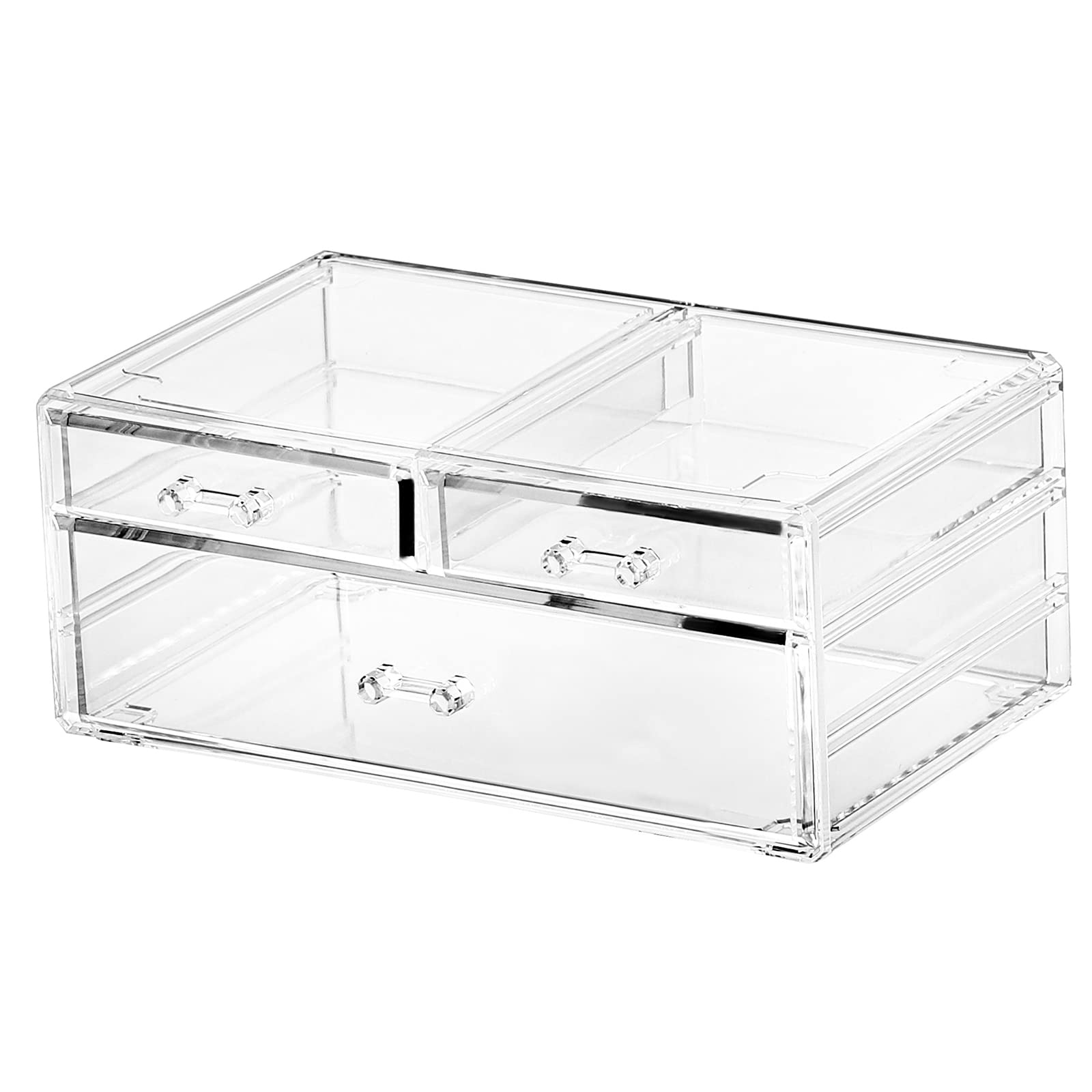 Clear Acrylic Stackable Storage Drawers - 3-Tier Desktop Organizer for Office, Vanity & Beauty Supplies | Perfect for Jewelry, Hair Clips, Skincare & Makeup Organization | Space-Saving Drawer Solution for Home & Office Use
