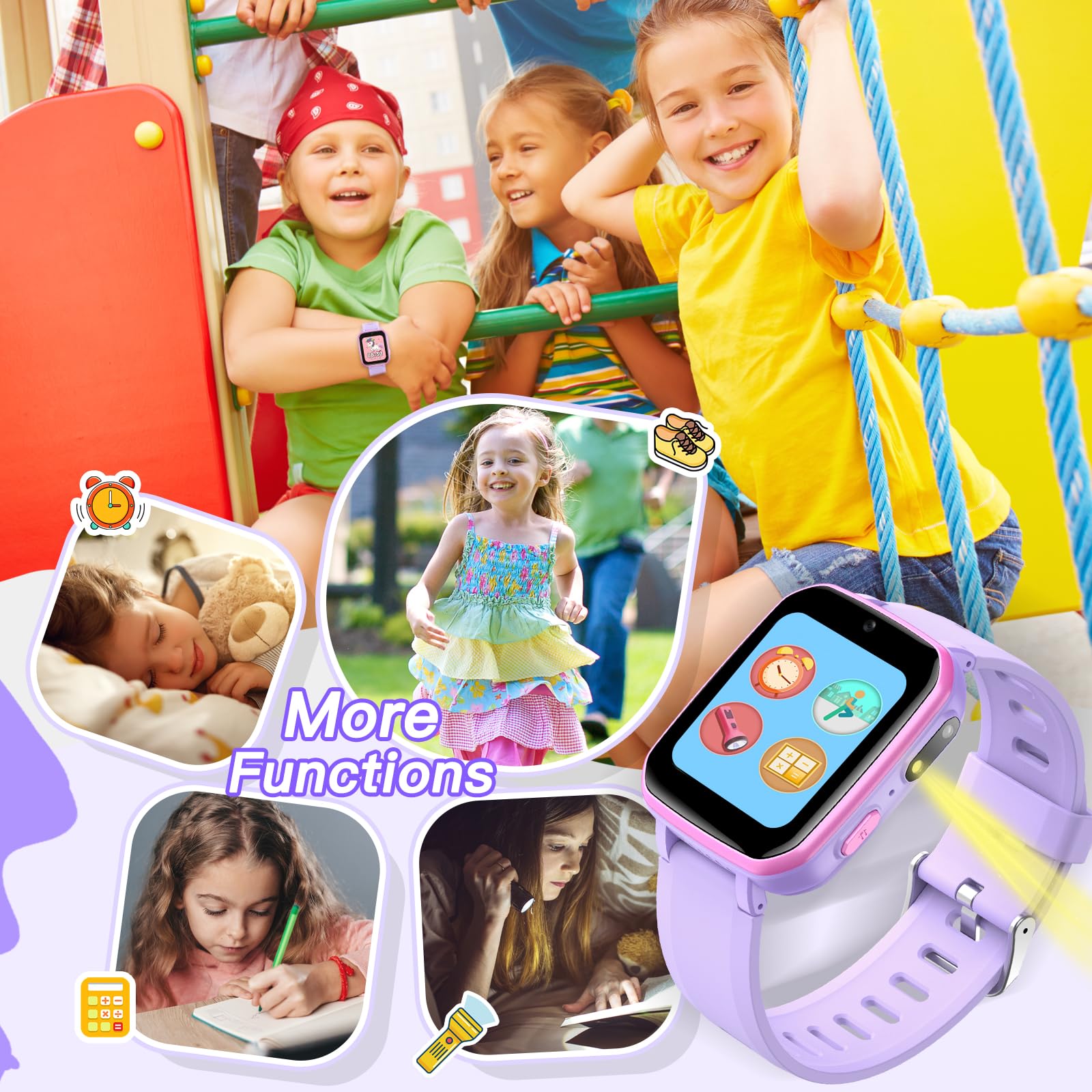 Smart Kids Learning Watch with Games, Camera, Music Player & Pedometer - Educational Smartwatch Gift for Boys & Girls Ages 6-12 - Perfect Birthday Gift for Kids (Purple) | Great for Learning, Playtime & Outdoor Activities