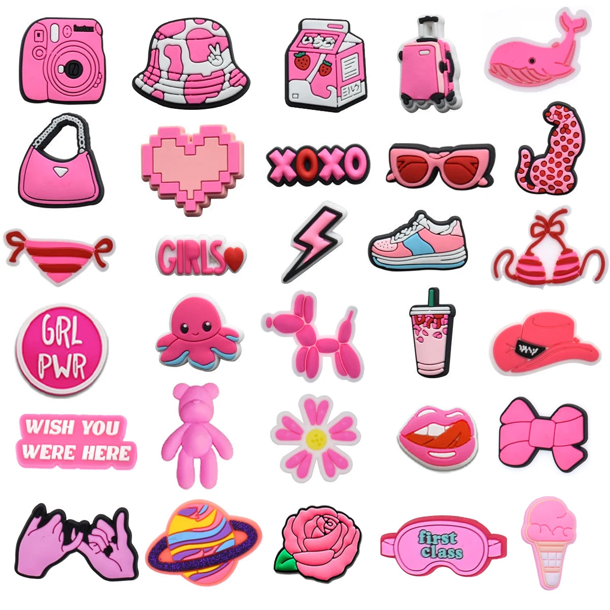 Adorable Pink Shoe Charms for Crocs - Cute Jibbitz Accessories for Women & Girls - Perfect for Sandal Decor, Party Favors & Gifts - Great for Everyday Wear, Beach Outings & Birthday Celebrations