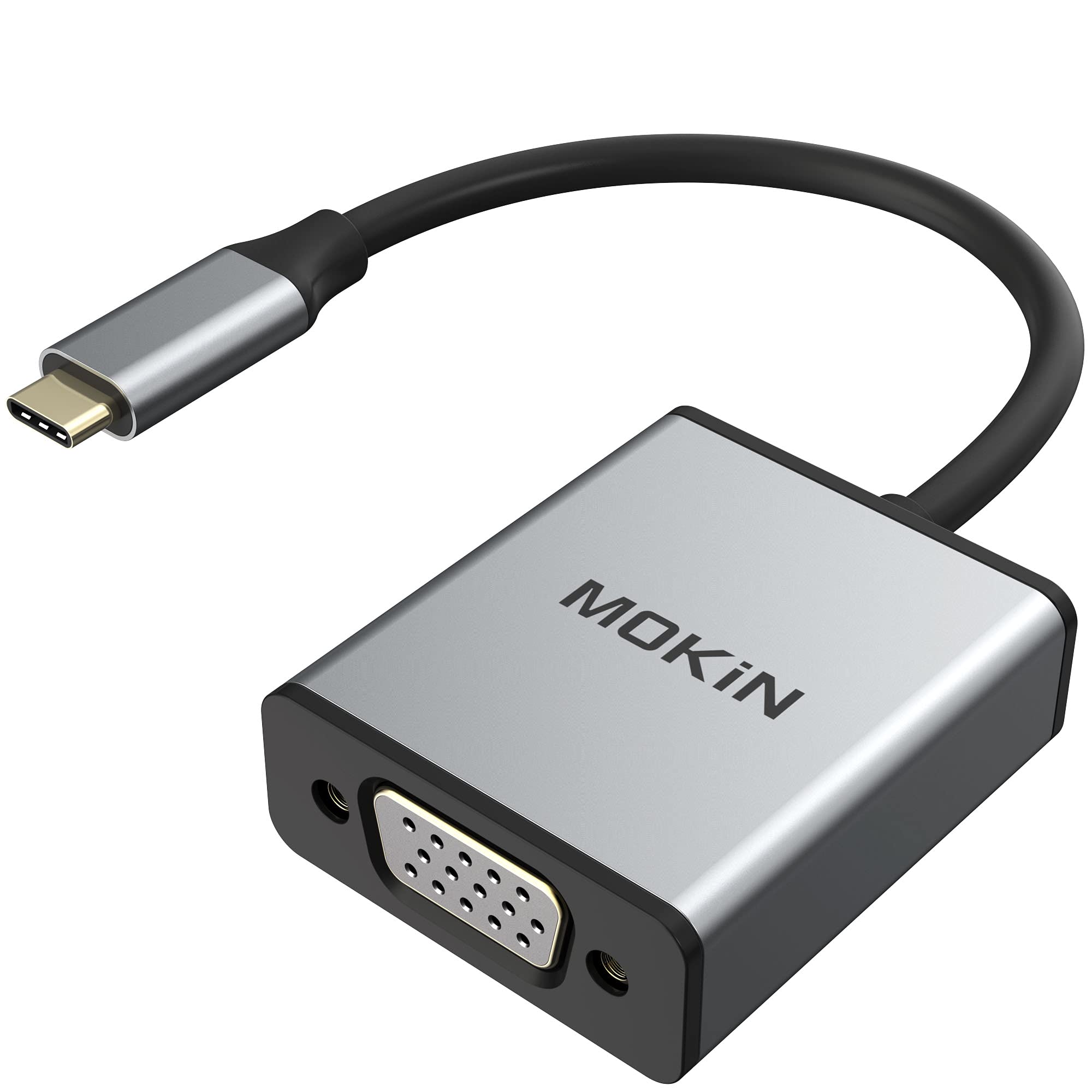 MOKiN USB C to VGA Adapter (Space Gray) - Compatible with MacBook Pro 2018/2017, iPad Pro, MacBook Air 2018, Samsung Galaxy S9/S8, Surface Go - Latest Version for Presentations, Meetings & Home Office Setup