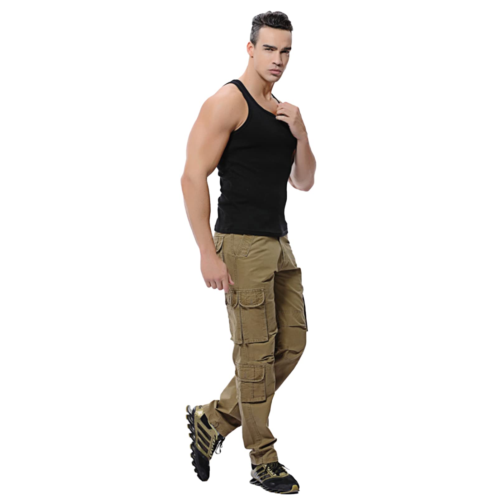 Men's Tactical Cargo Pants - Outdoor Hiking Fishing Jogging Loose Fit Straight Leg Pants with Multiple Large Pockets for Work, Travel & Everyday Wear