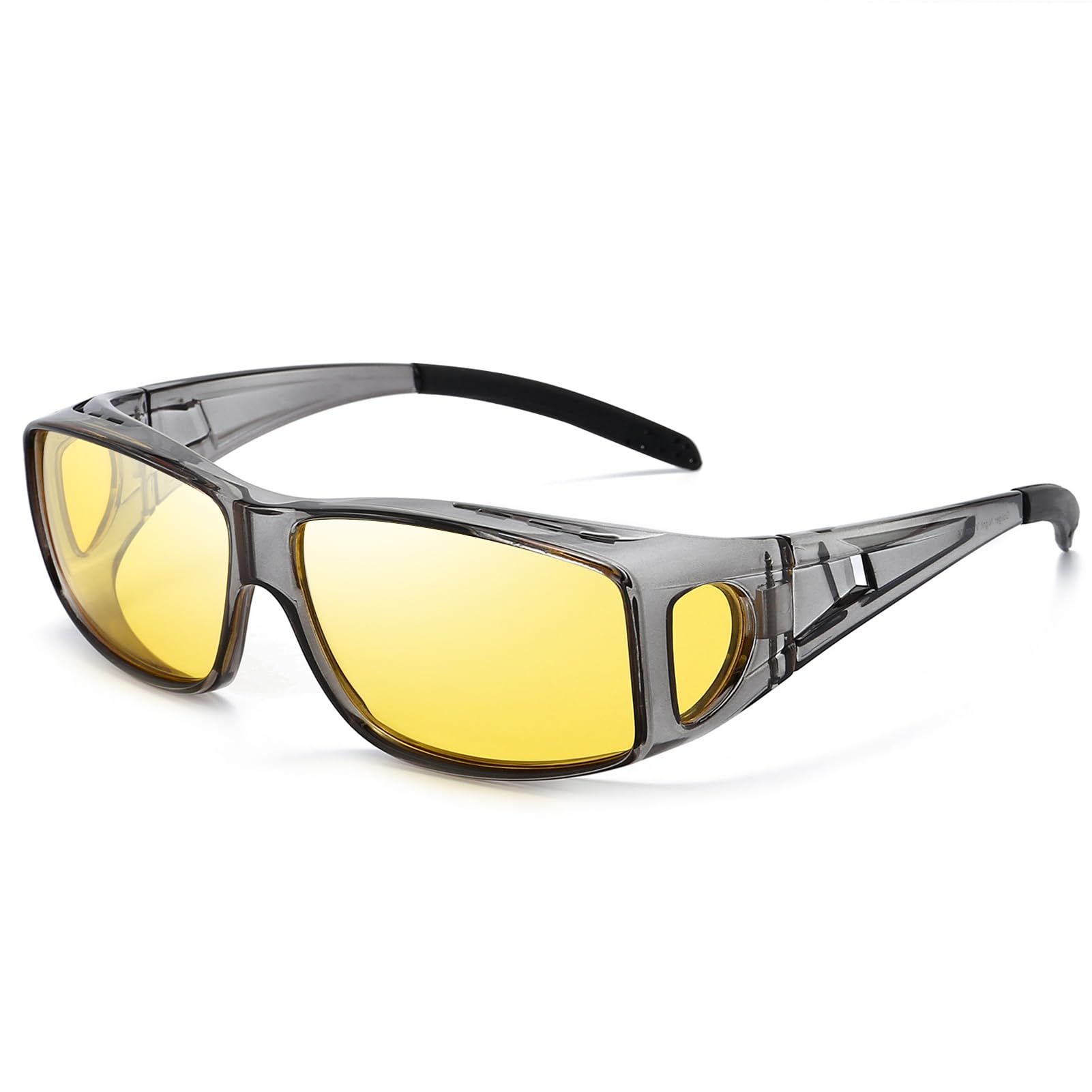 Dollger Night Vision Glasses for Women & Men - Anti Glare Yellow Lens, Fit Over Prescription Eyeglasses | Perfect for Driving, Hunting & Low Light Conditions