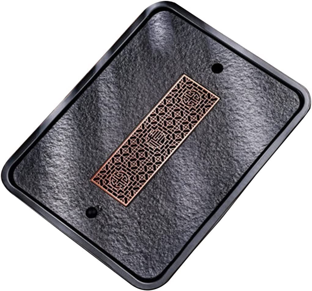 Premium Chinese Kung Fu Tea Tray Set - 44x34x4.5cm Black Tea Table Serving Tray for Tea Ceremony, Coffee & Home Decor | Perfect for Office, Tea House & Living Room | Durable Bamboo Tea Serving Tray for Traditional Brewing & Modern Entertaining