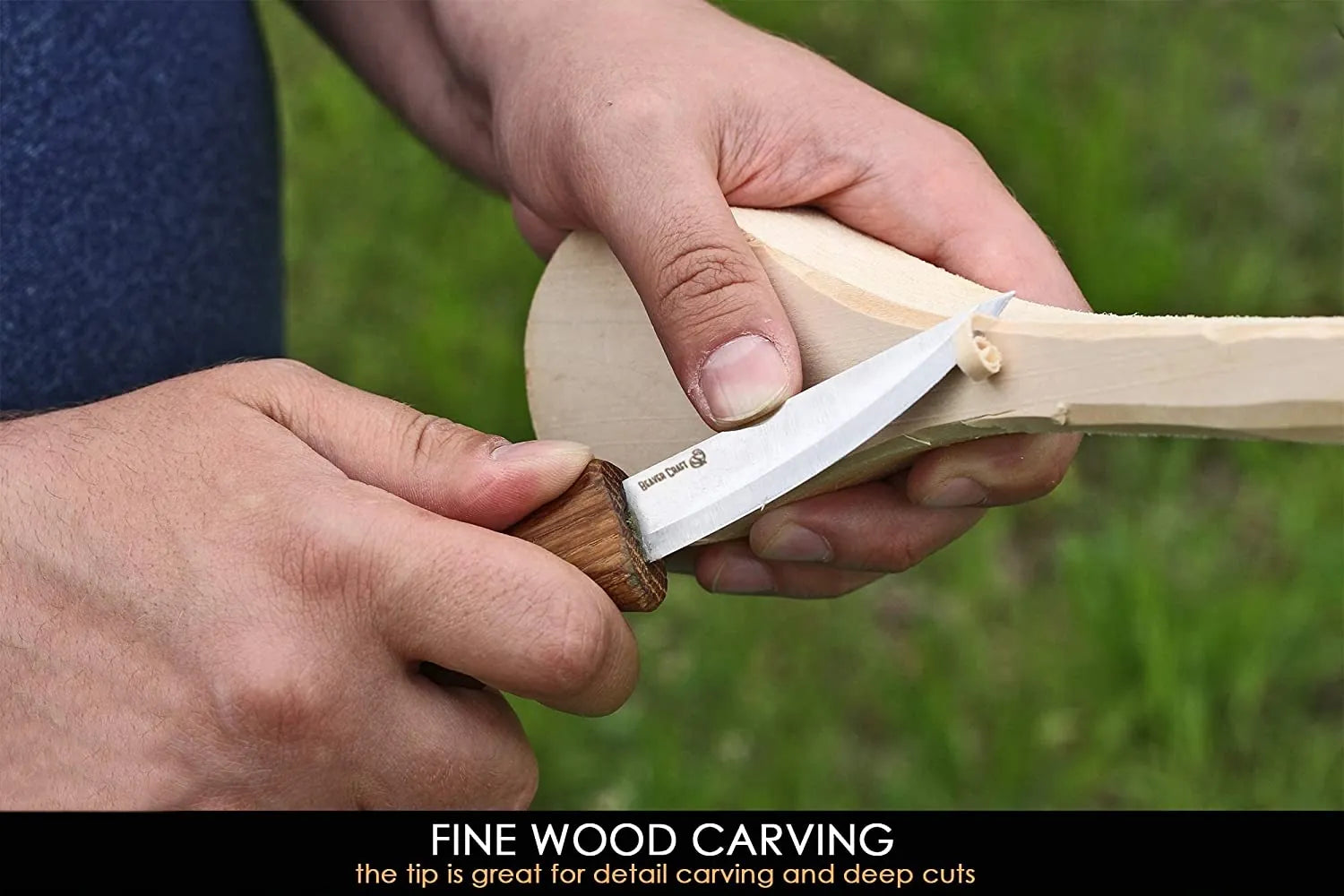 BeaverCraft C4 Small Whittling Knife with Oak Handle - Perfect for Wood Carving, Whittling, and DIY Crafts - Ideal for Beginners and Professionals