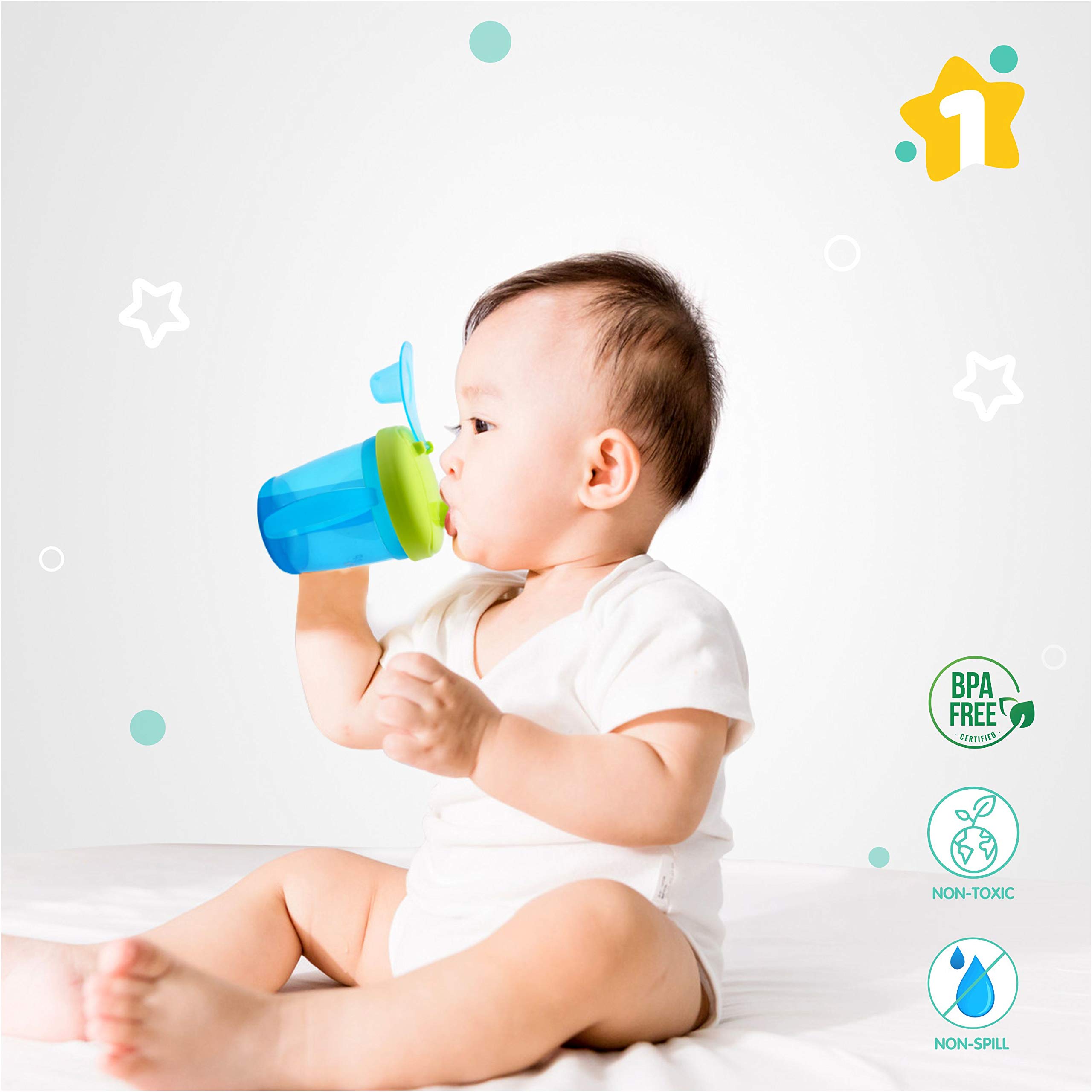 1ST STEP 250ml BPA-Free Hard Spout Sipper Cup - Leak Proof Toddler Water Bottle for Boys & Girls (Blue) - Ideal for School, Travel, and Outdoor Activities
