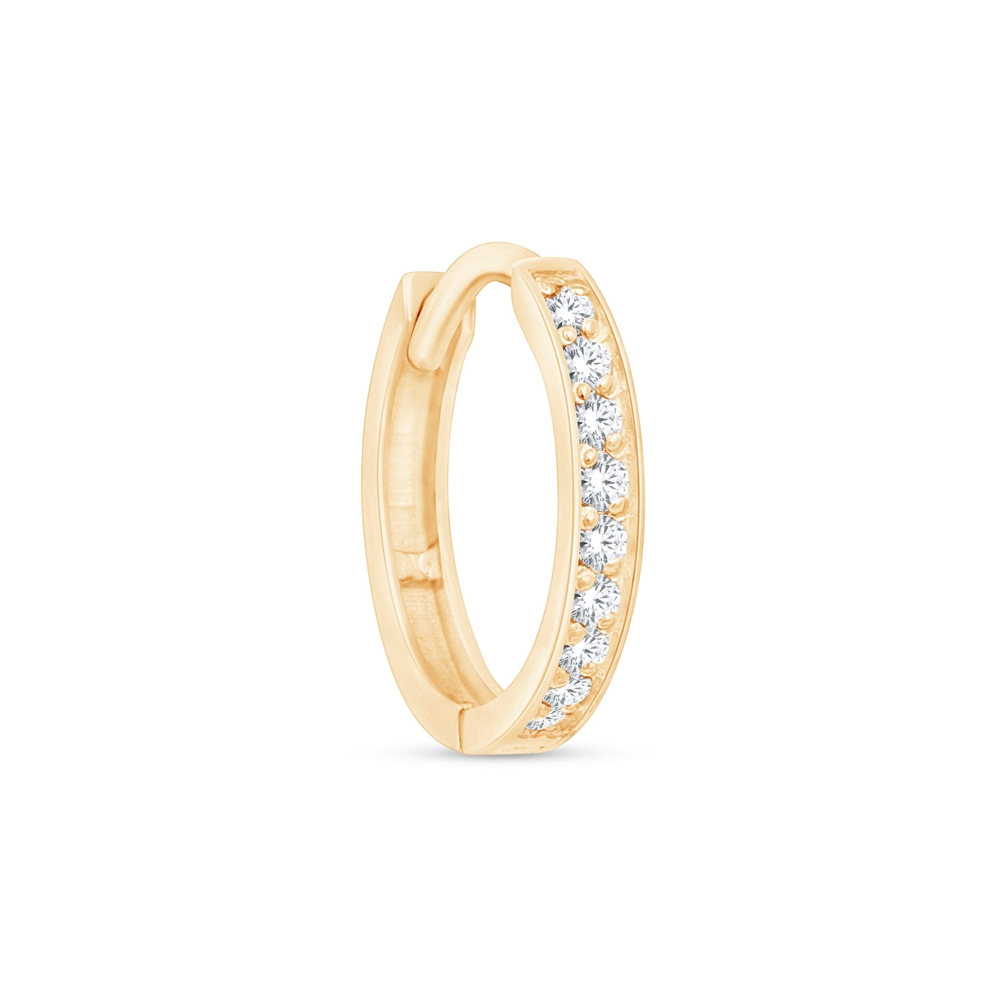 14K Solid Yellow Gold Cartilage Hoop Earrings with Gemstones - Dainty Helix Earrings for Women, Perfect for Everyday Wear & Special Occasions