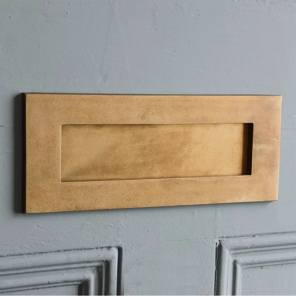 Vintage Aged Brass Letter Plate - Classic Mail Slot for Doors - Perfect for Traditional & Rustic Home Decor