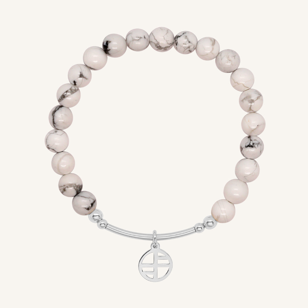 Howlite Charm Bracelet - Stone of Clarity & Healing Crystal for Stress Relief - Perfect for Meditation, Yoga & Spiritual Healing