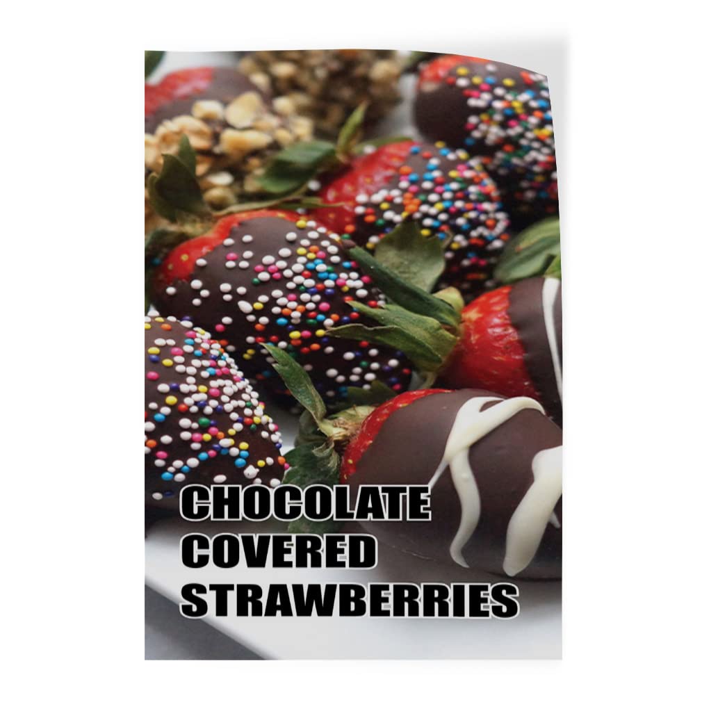 Chocolate Covered Strawberries Vertical Vinyl Door Decals - 14x20 Inches Food & Drink Stickers for Restaurants, Cars, Luggage & Bumpers - Durable Industrial Vinyl Decoration for Home, Business & Retail Spaces
