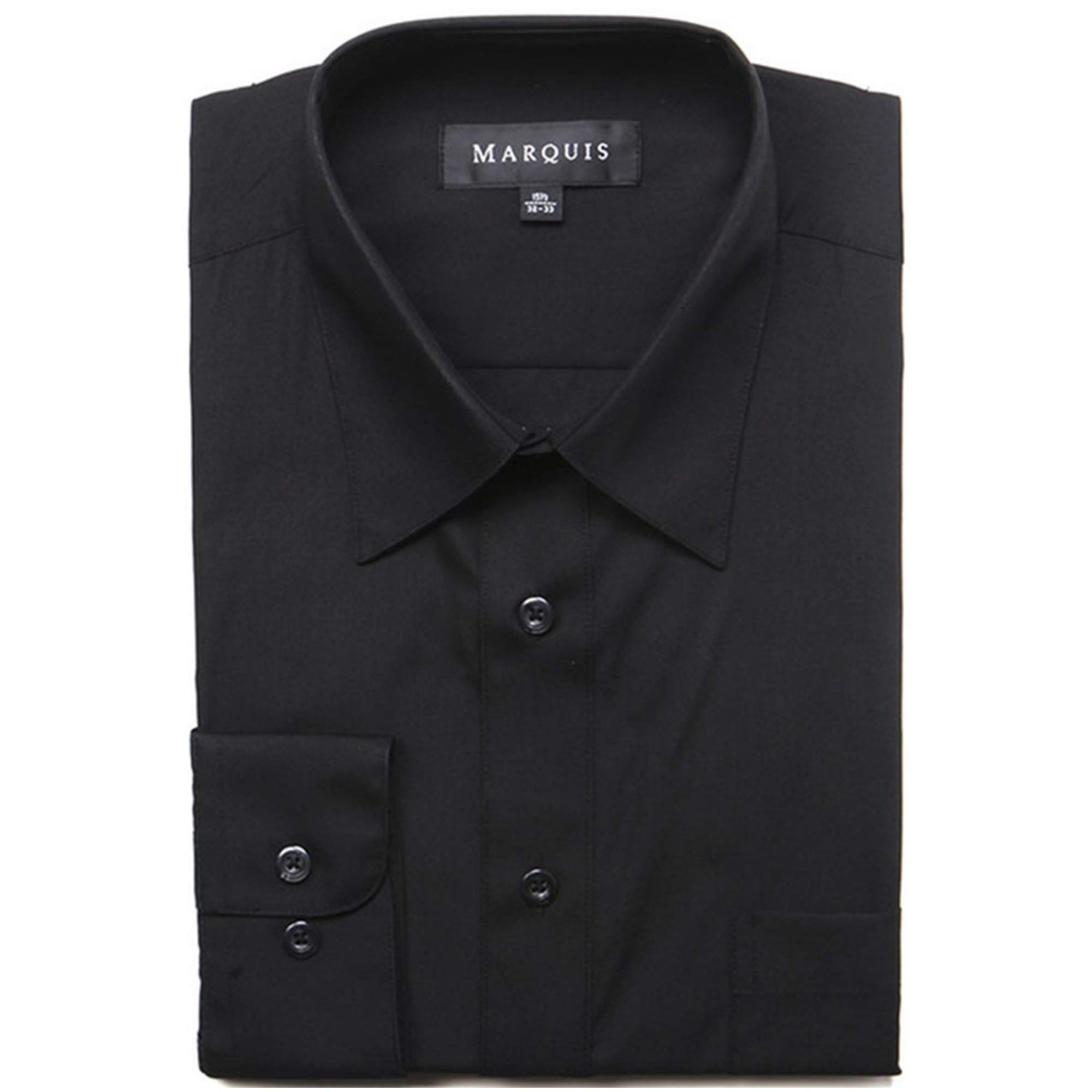 Premium Black Classic Fit Long Sleeve Dress Shirt for Men - Size 17.5 Neck, 36-37 Sleeve - Perfect for Business Meetings, Weddings & Formal Occasions