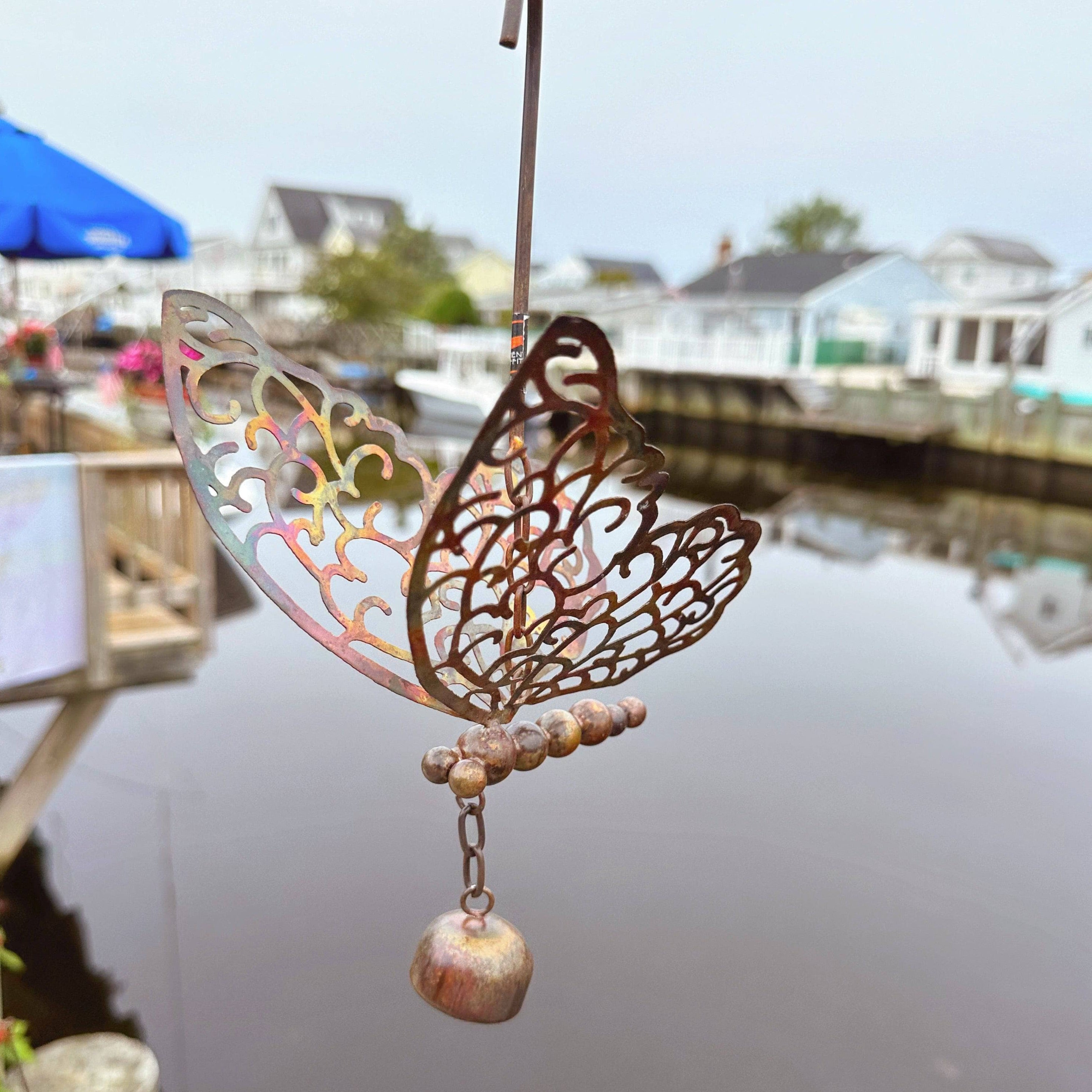 Handmade Hanging Butterfly with Bell Ornament - Wind Chime for Garden, Patio, Nursery & Home Decor