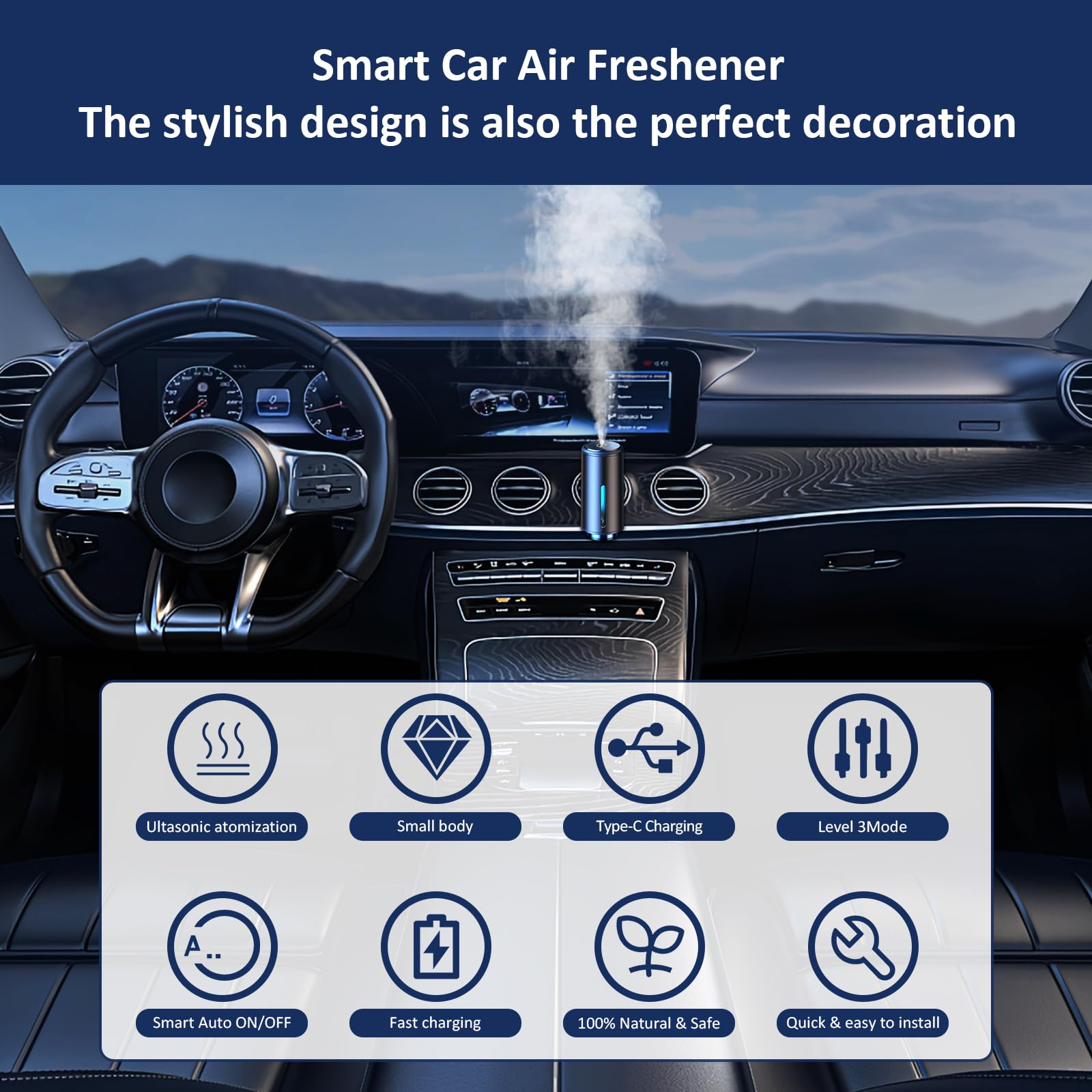 Premium Car Diffuser with 3 Essential Oils - Long Lasting Cologne Scent Air Freshener for Vehicles | Perfect for Daily Commute, Road Trips & Office Use