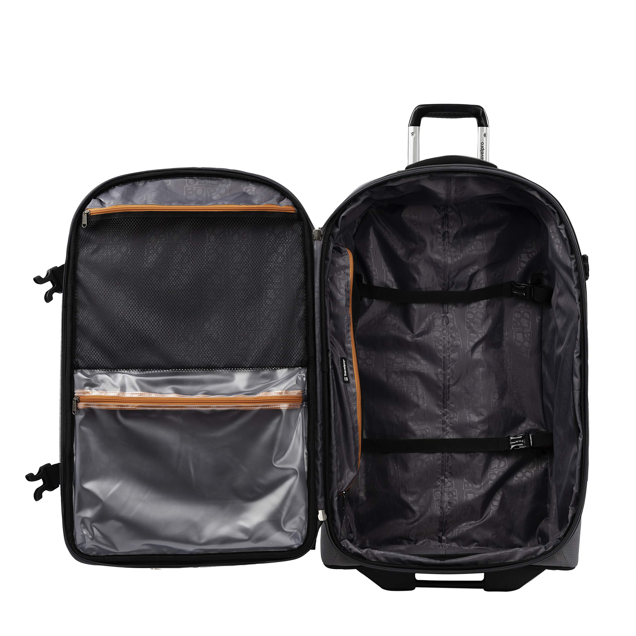 Travelpro Unisex-Adult Bold Softside Expandable Rollaboard Upright Luggage, Grey/Black, Checked-Large 28-Inch - Perfect for International Travel, Business Trips & Vacation Packing