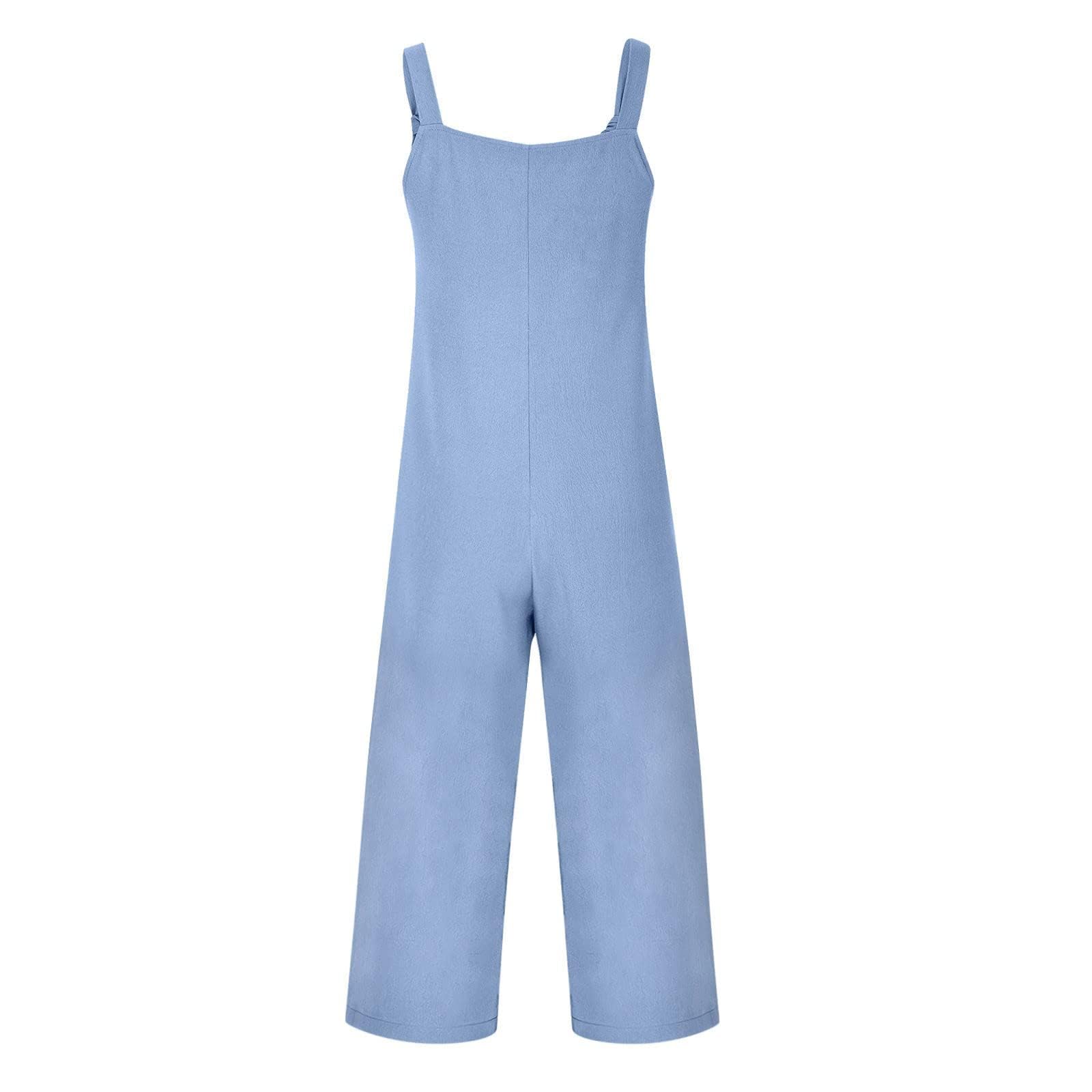 Women's Oversized Sleeveless Jumpsuit with Pockets - Casual One Piece Romper for Summer Outfits, Beach Wear & Street Style Fashion